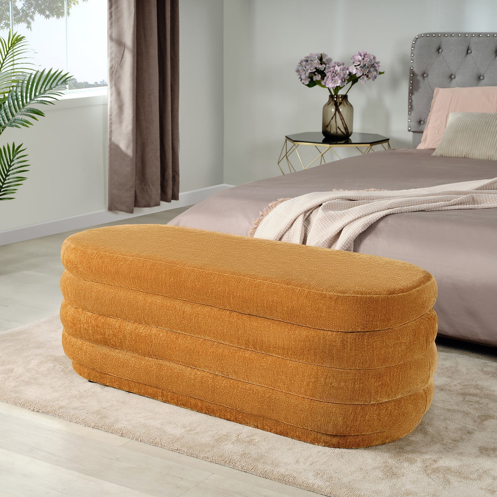 Fabric Storage Bench with Plastic Legs