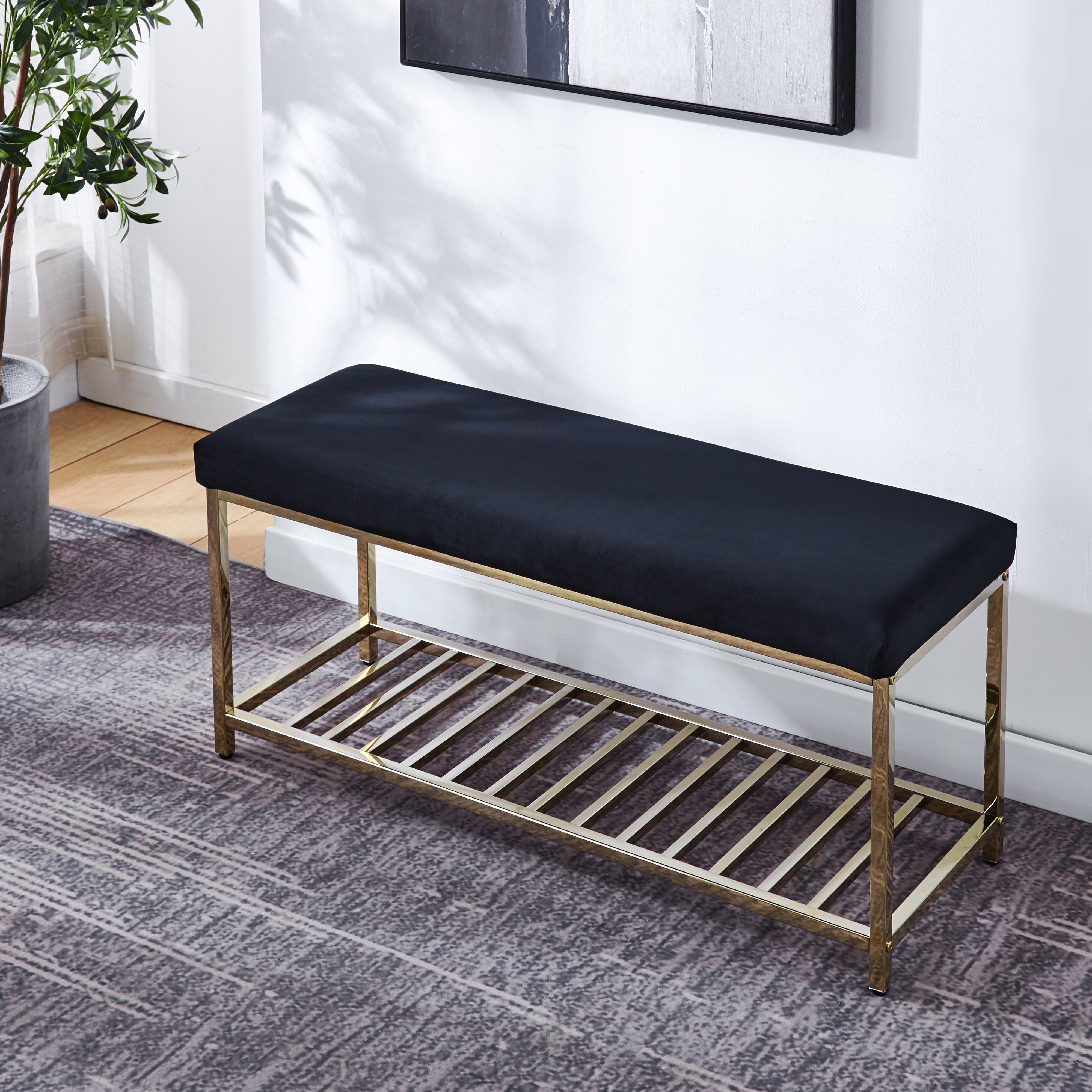 Elegant Bench with Stainless Steel Base