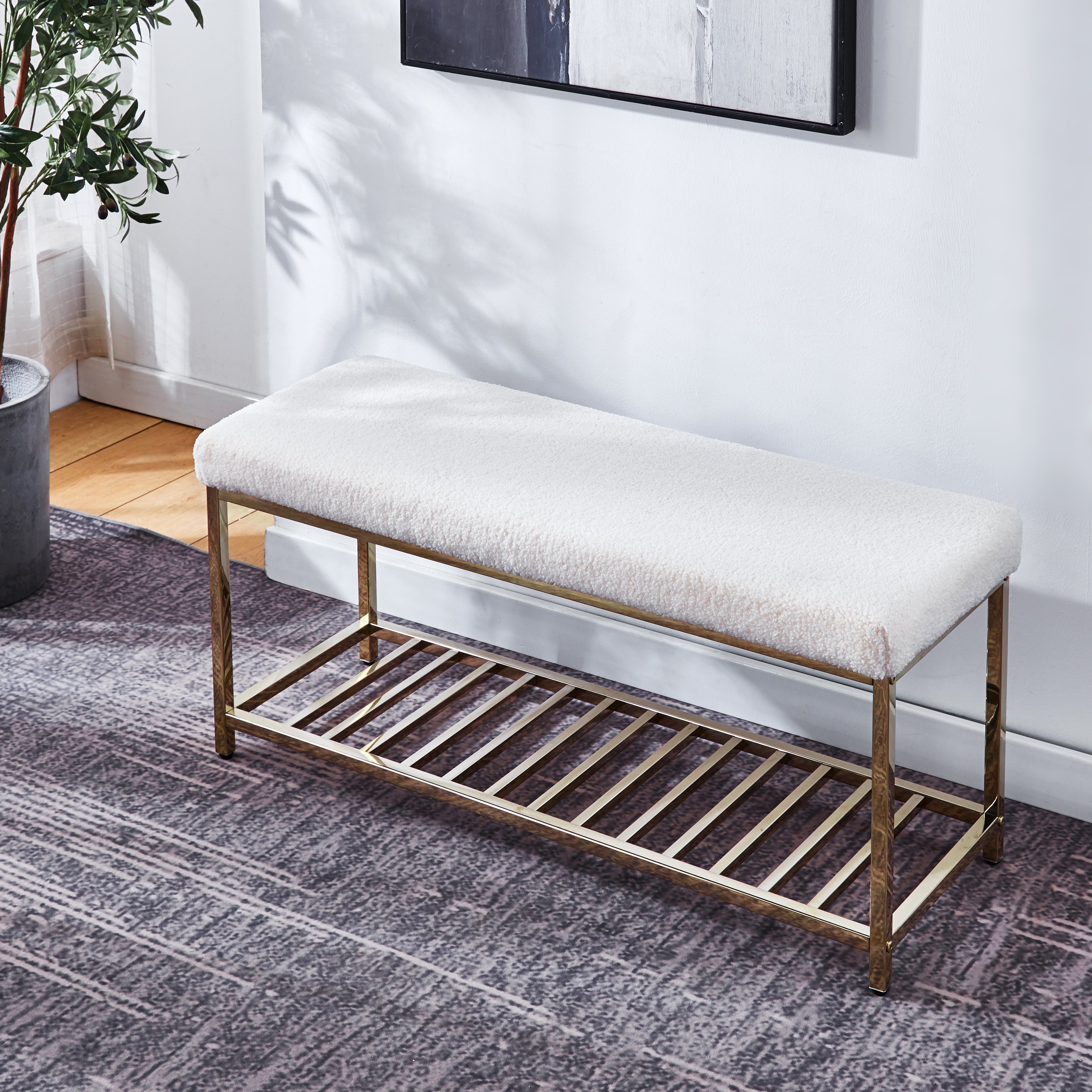Elegant Bench with Stainless Steel Base