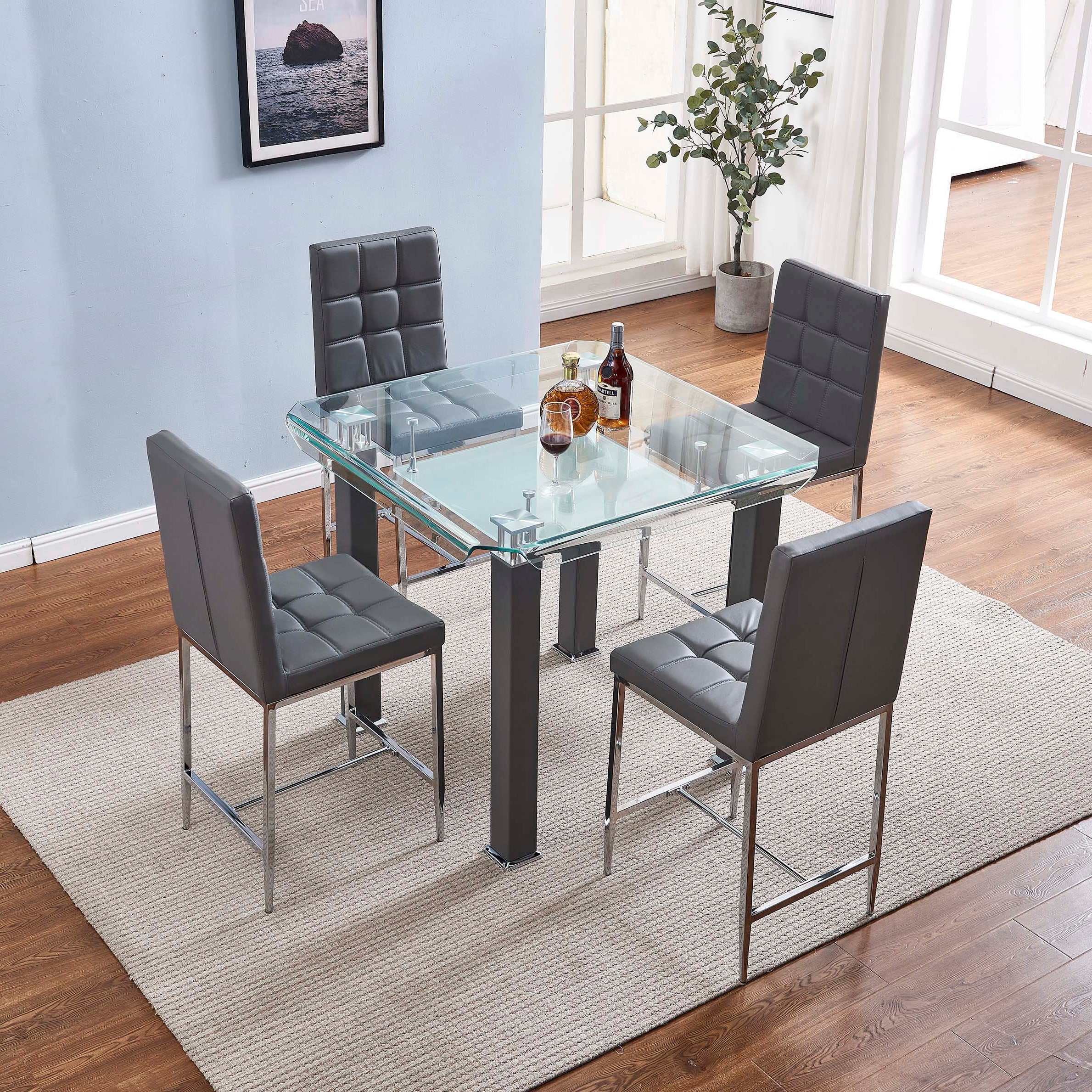 Set of 4 Leatherette Bar Chair