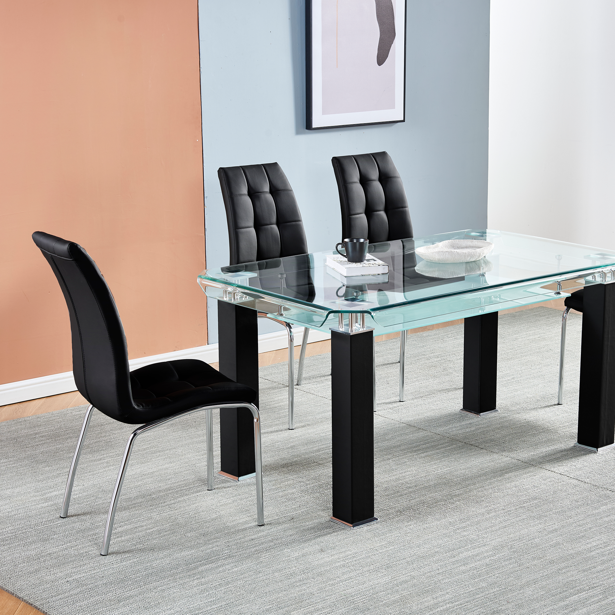 Rectangular Tempered Glass Dining Table
