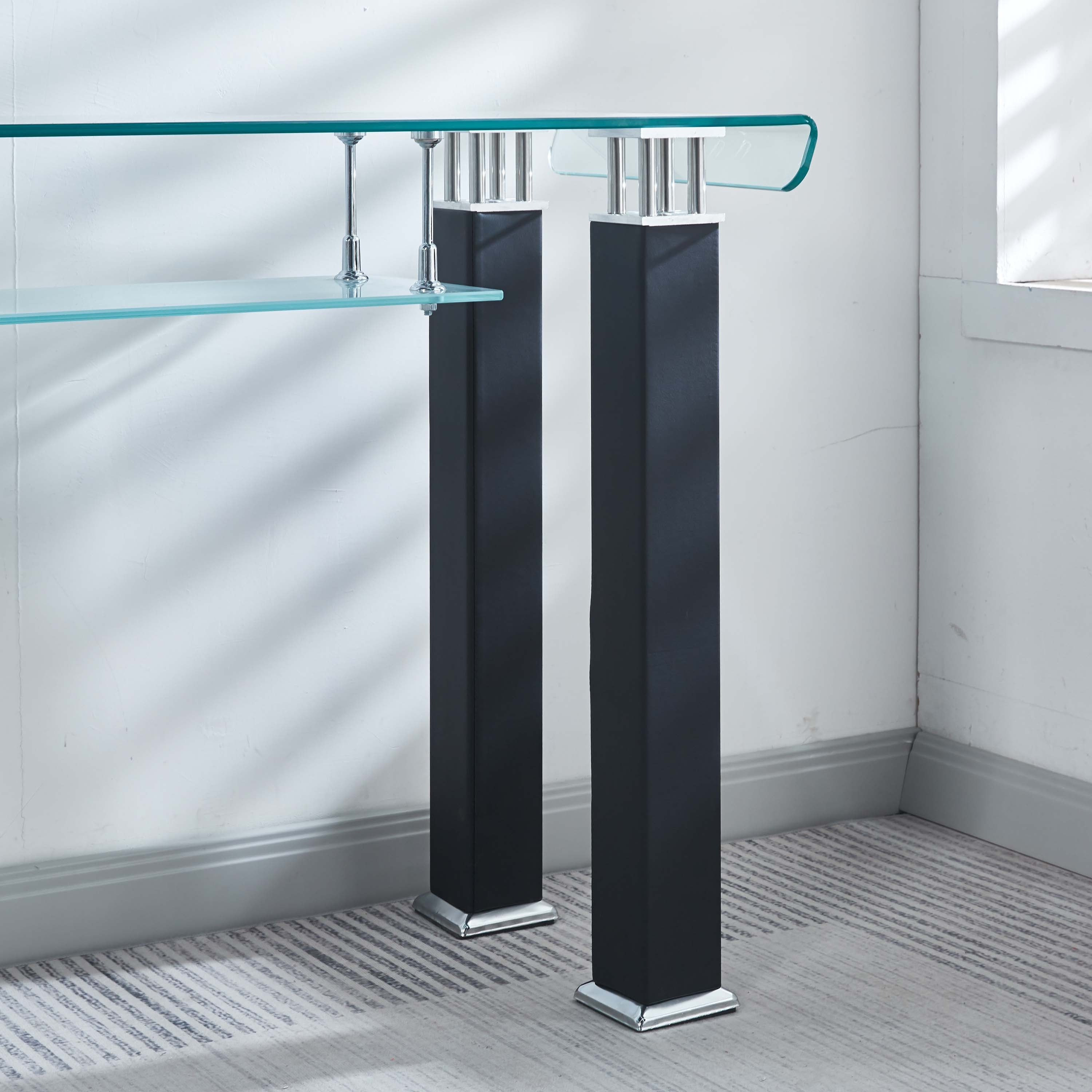 Modern Console Table with Tempered Glass