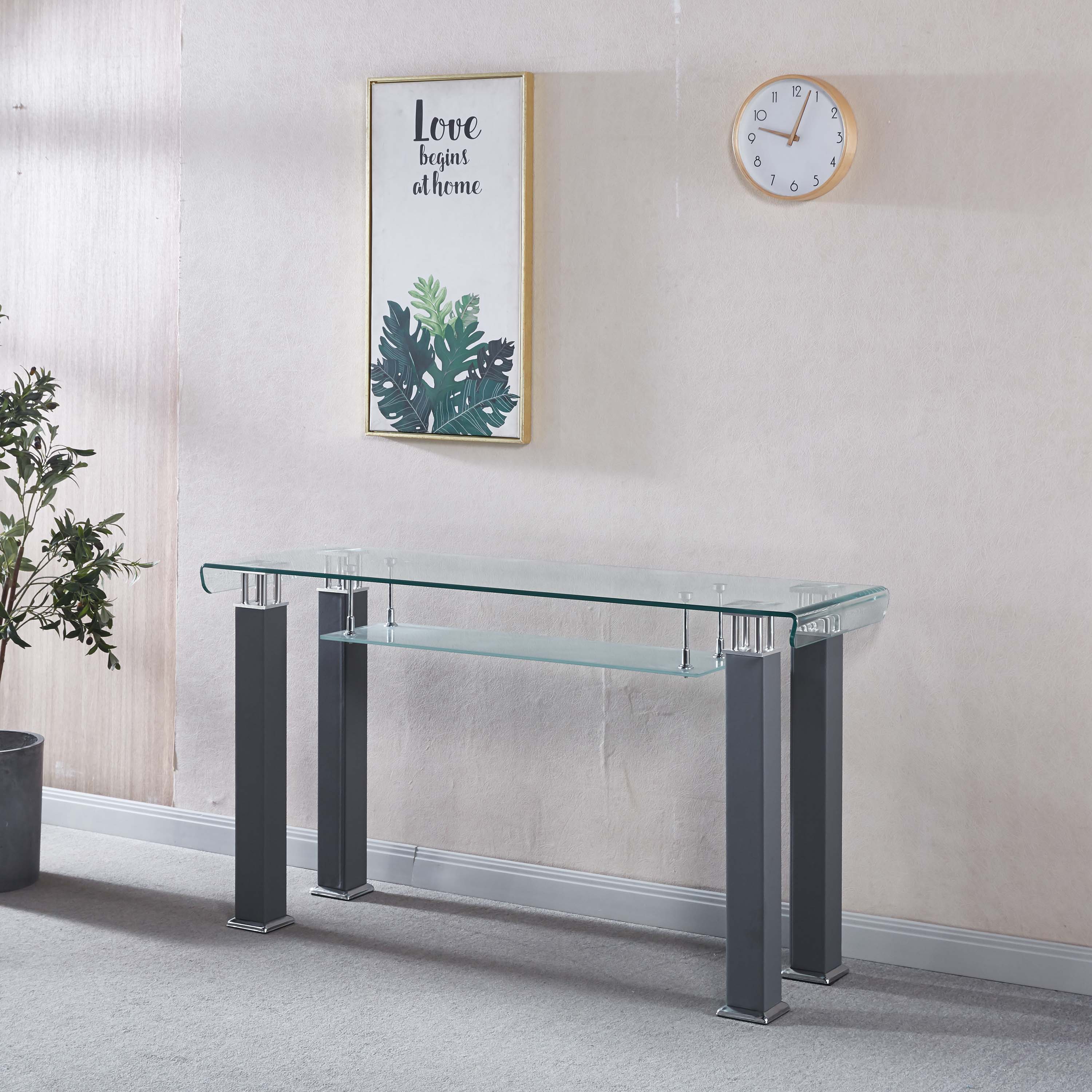 Modern Console Table with Tempered Glass