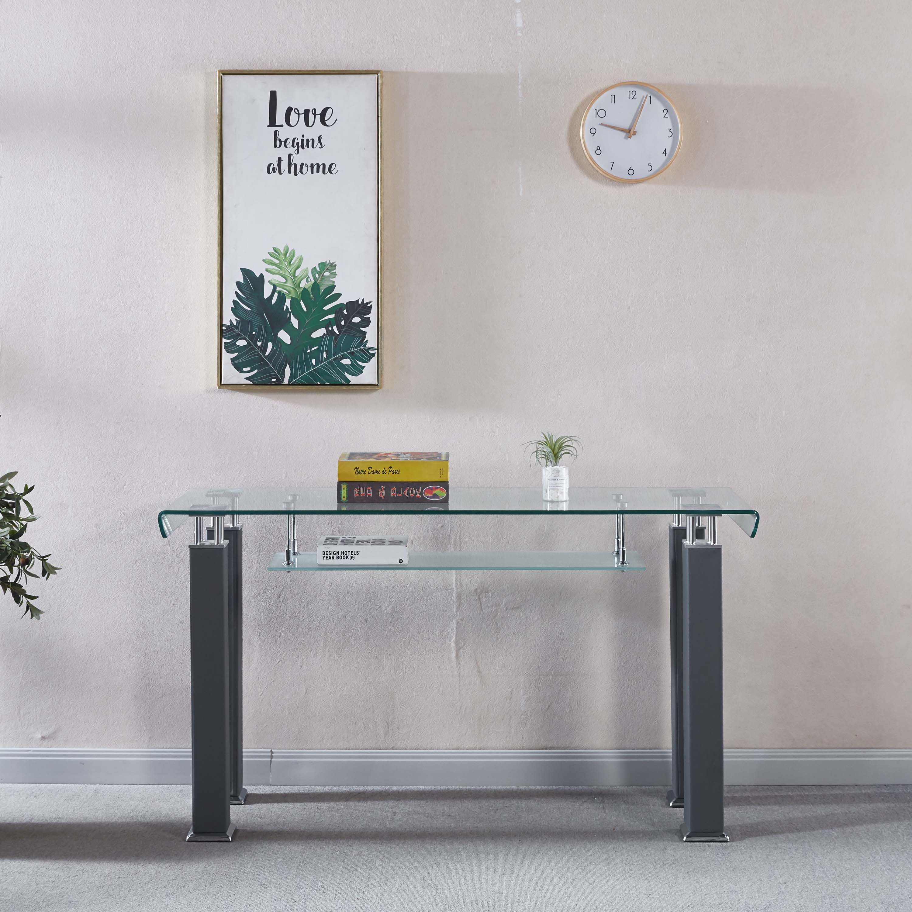 Modern Console Table with Tempered Glass