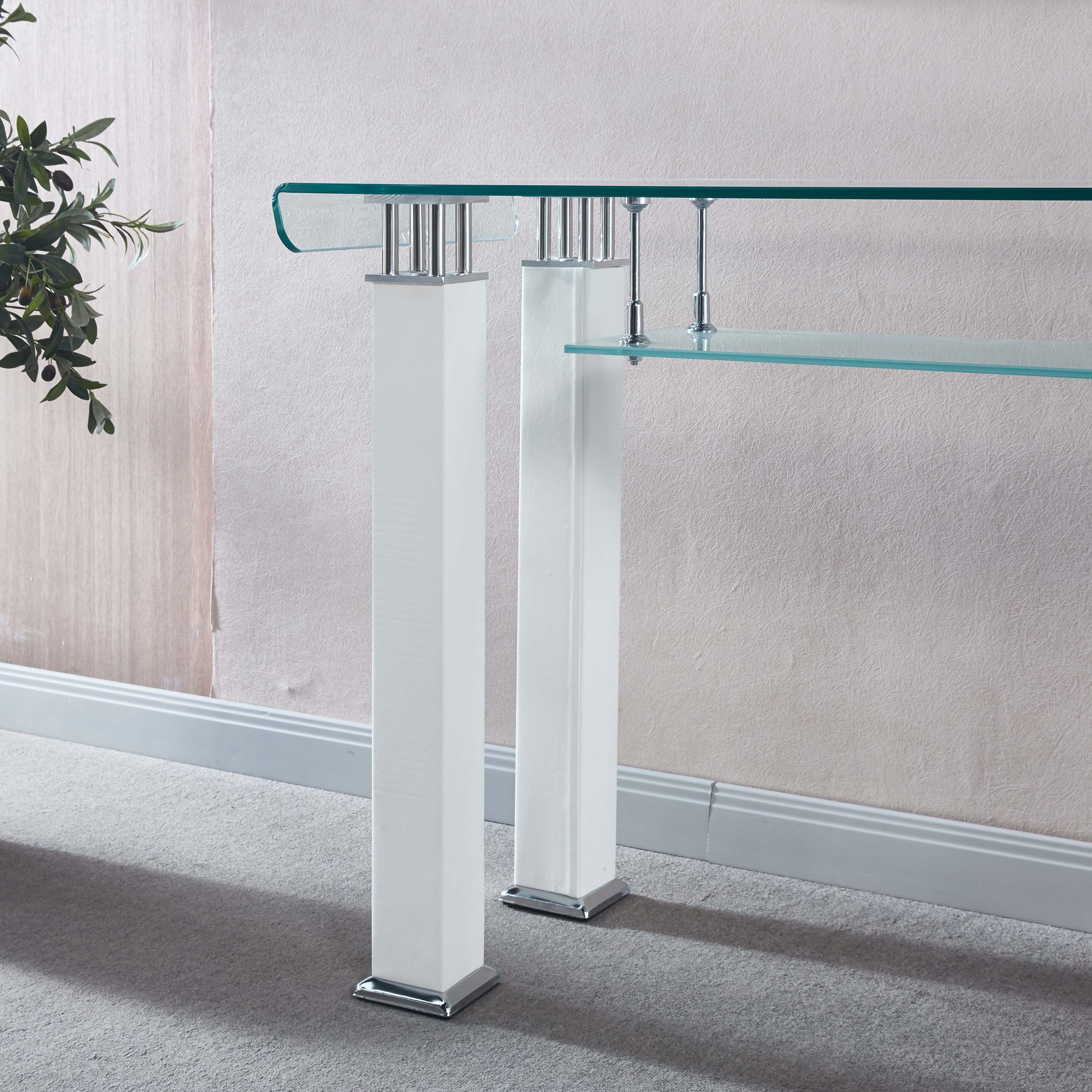 Modern Console Table with Tempered Glass