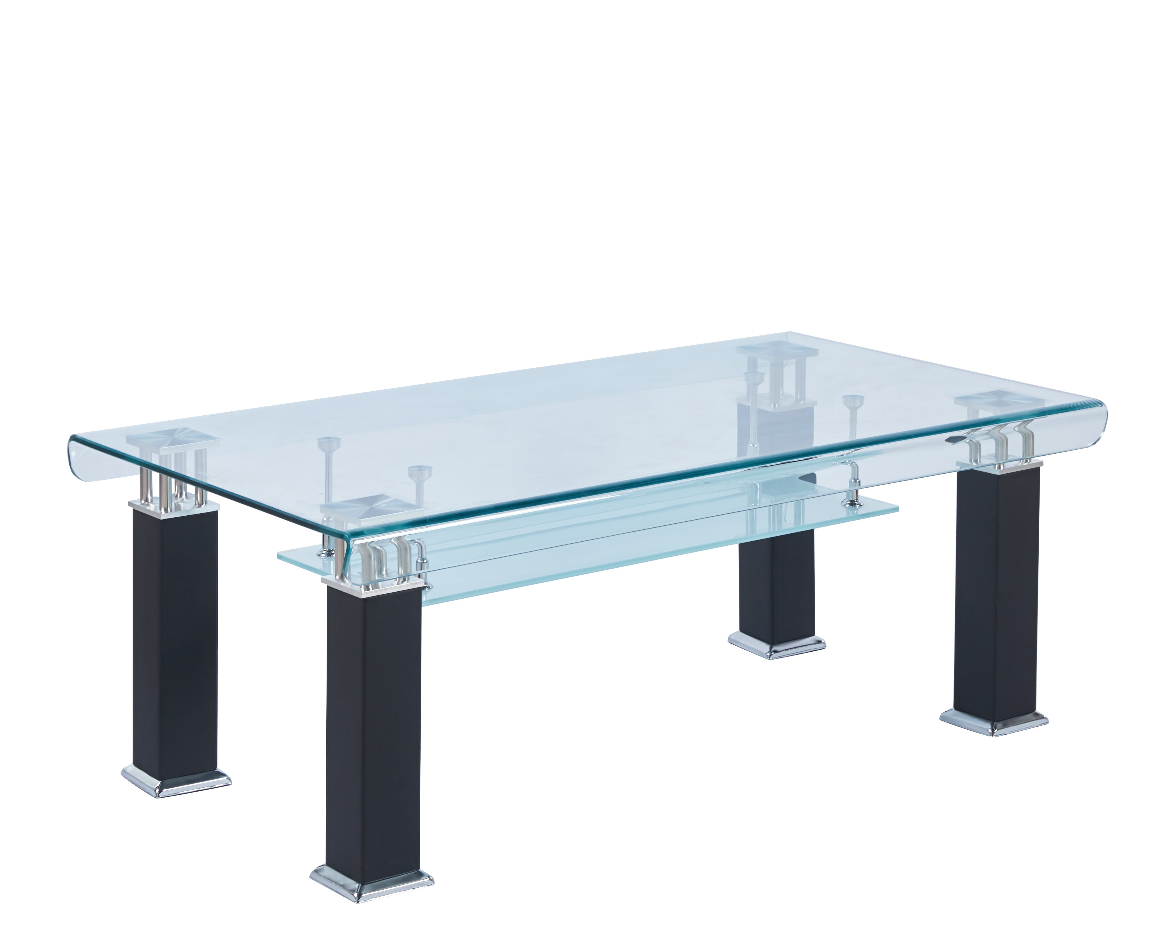 Modern Glass Coffee Table with Leatherette Accents