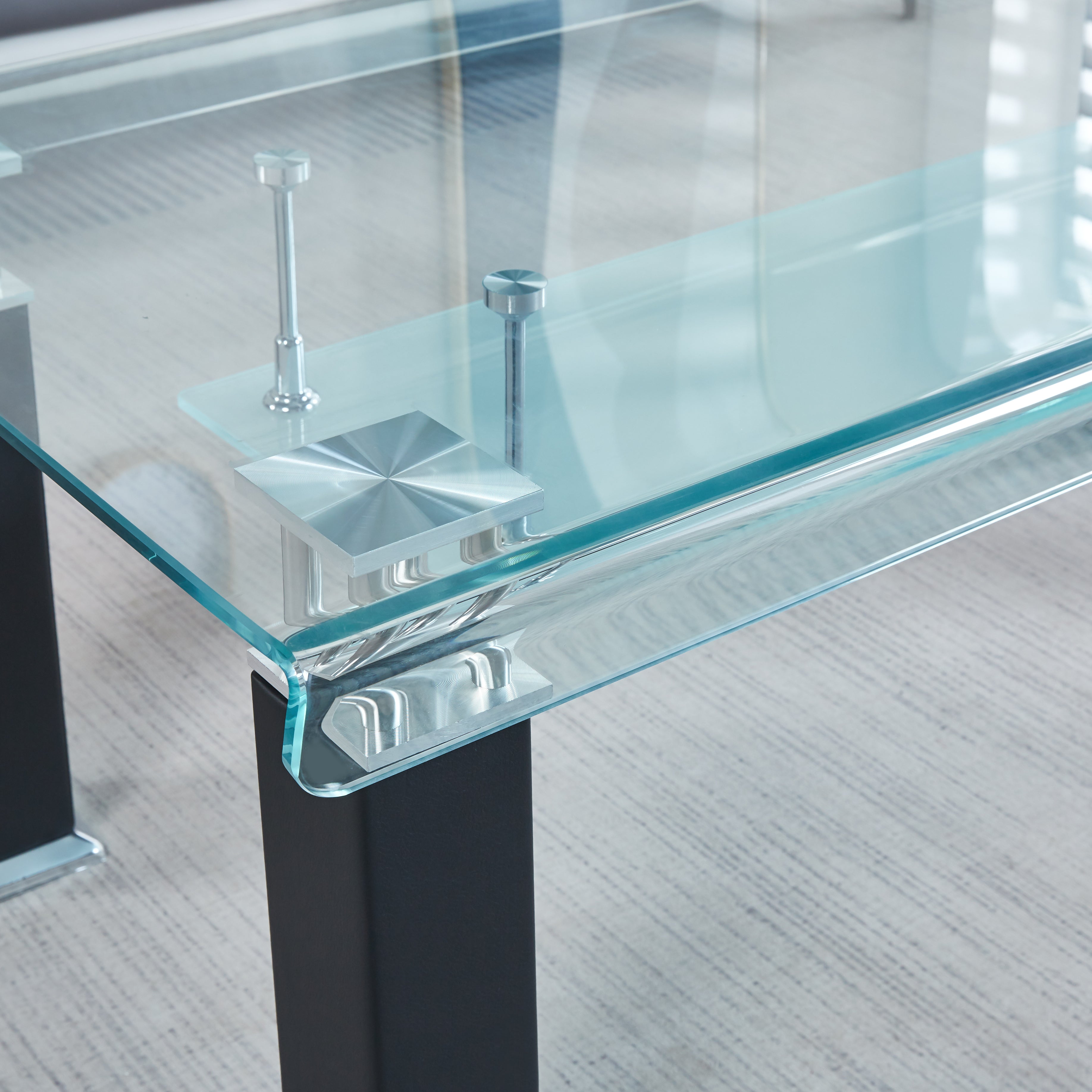 Modern Glass Coffee Table with Leatherette Accents