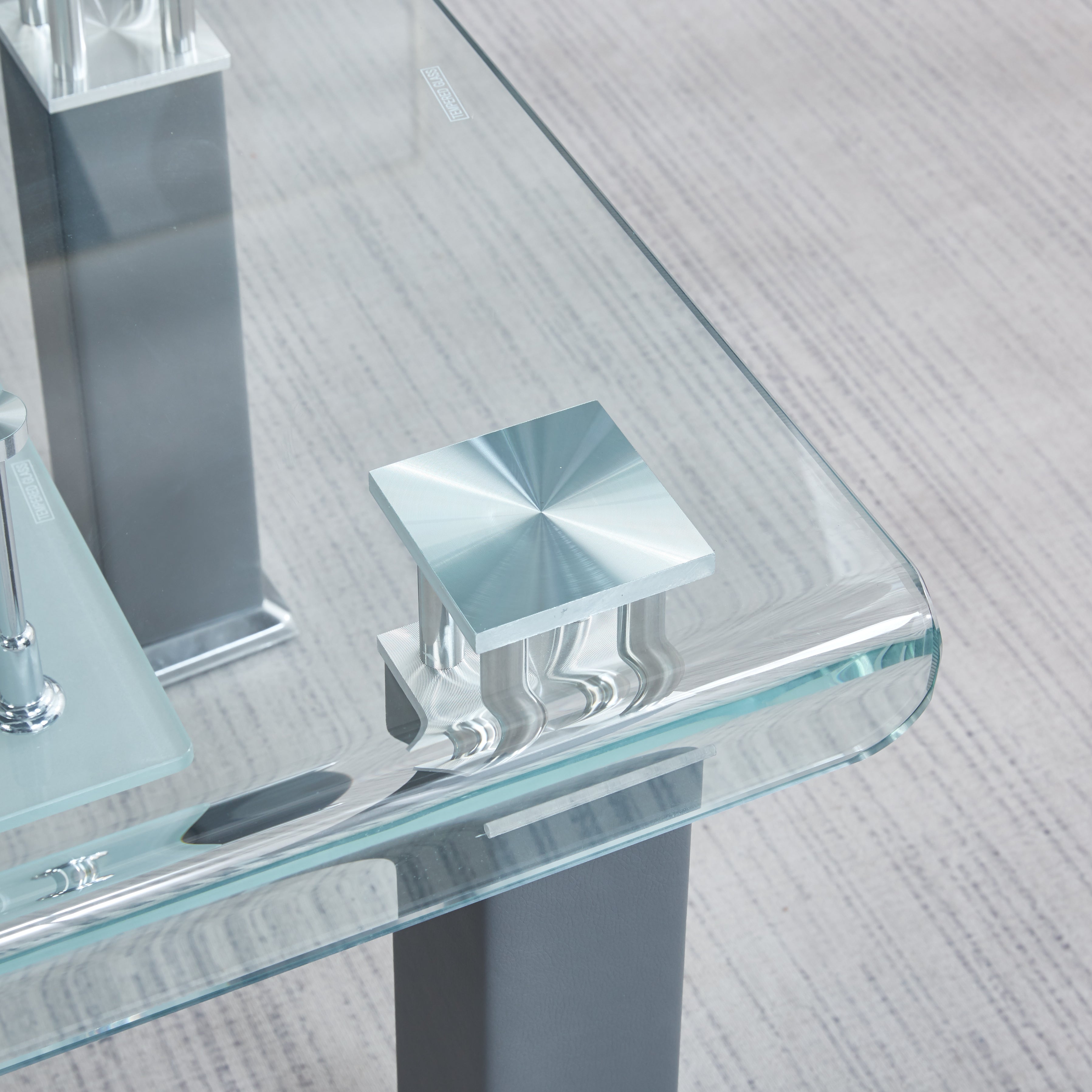 Modern Glass Coffee Table with Leatherette Accents