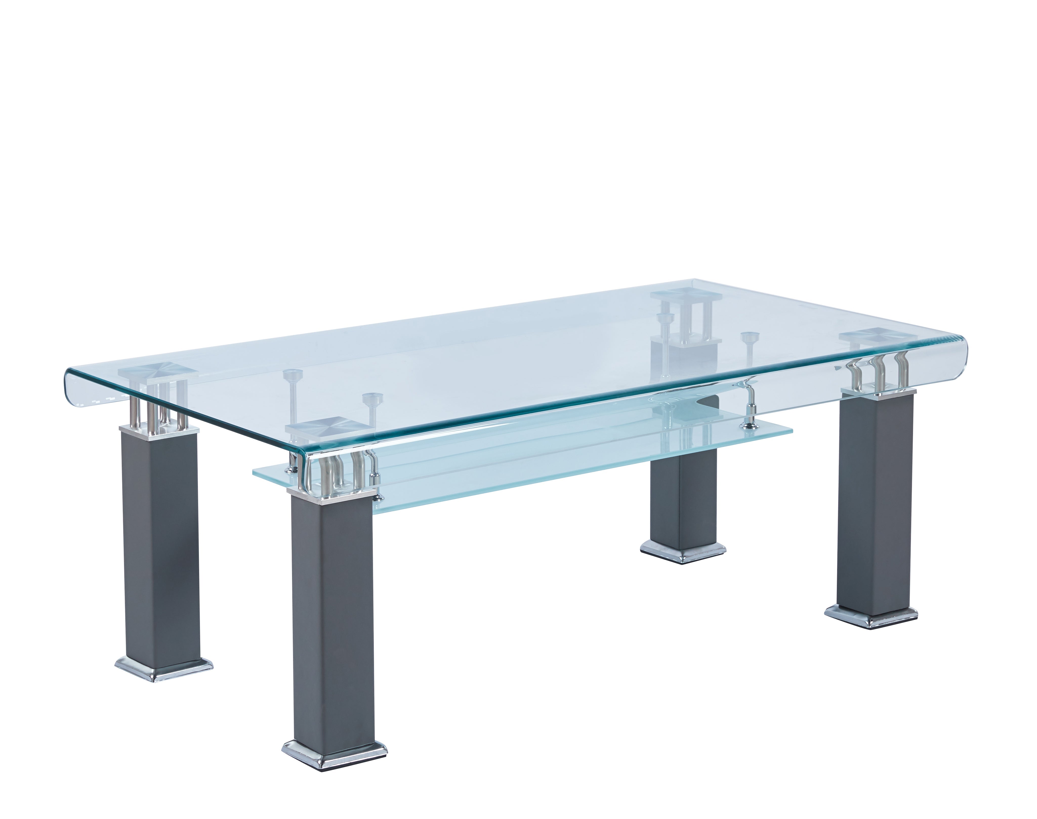 Modern Glass Coffee Table with Leatherette Accents