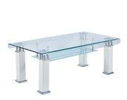 Modern Glass Coffee Table with Leatherette Accents