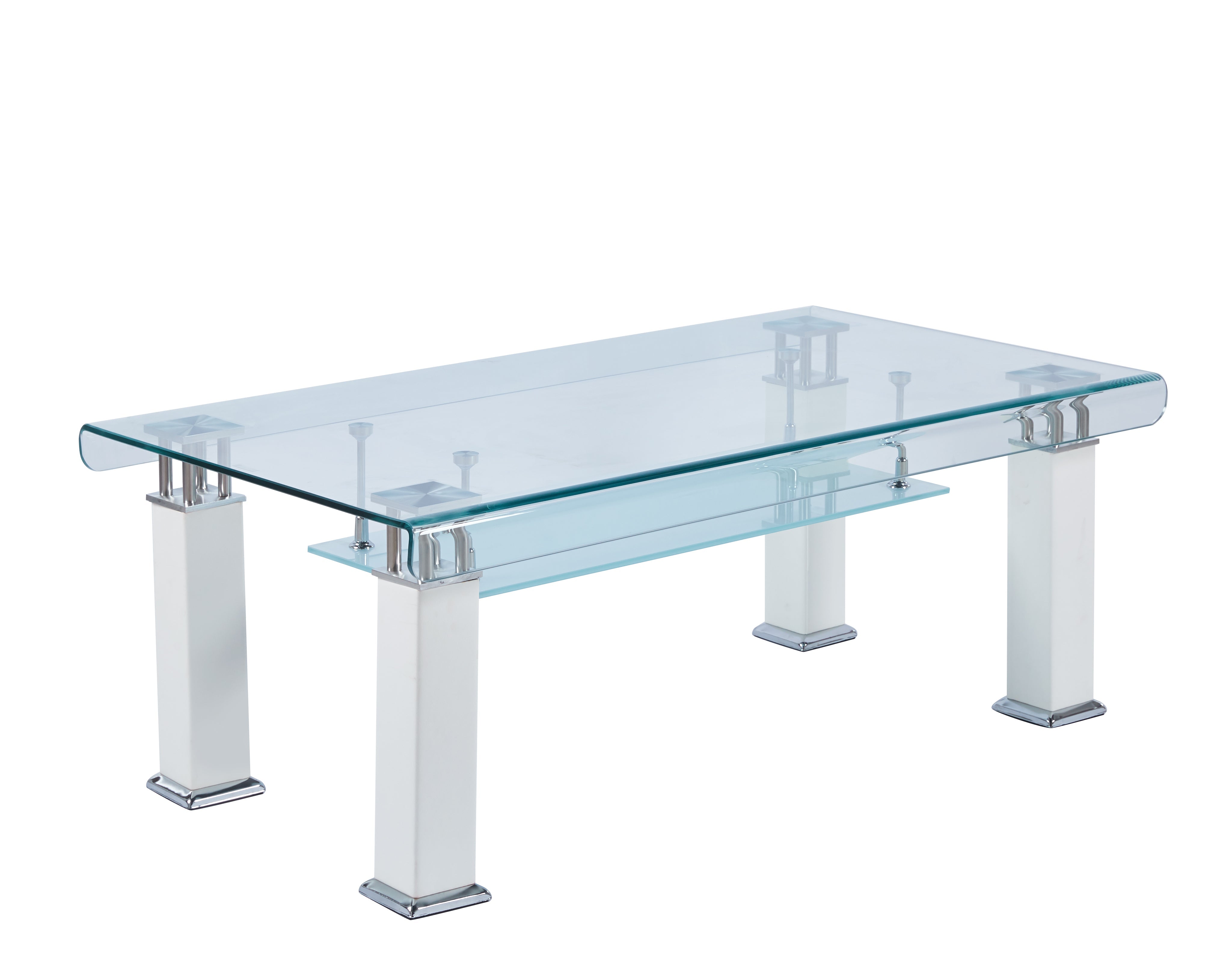 Modern Glass Coffee Table with Leatherette Accents