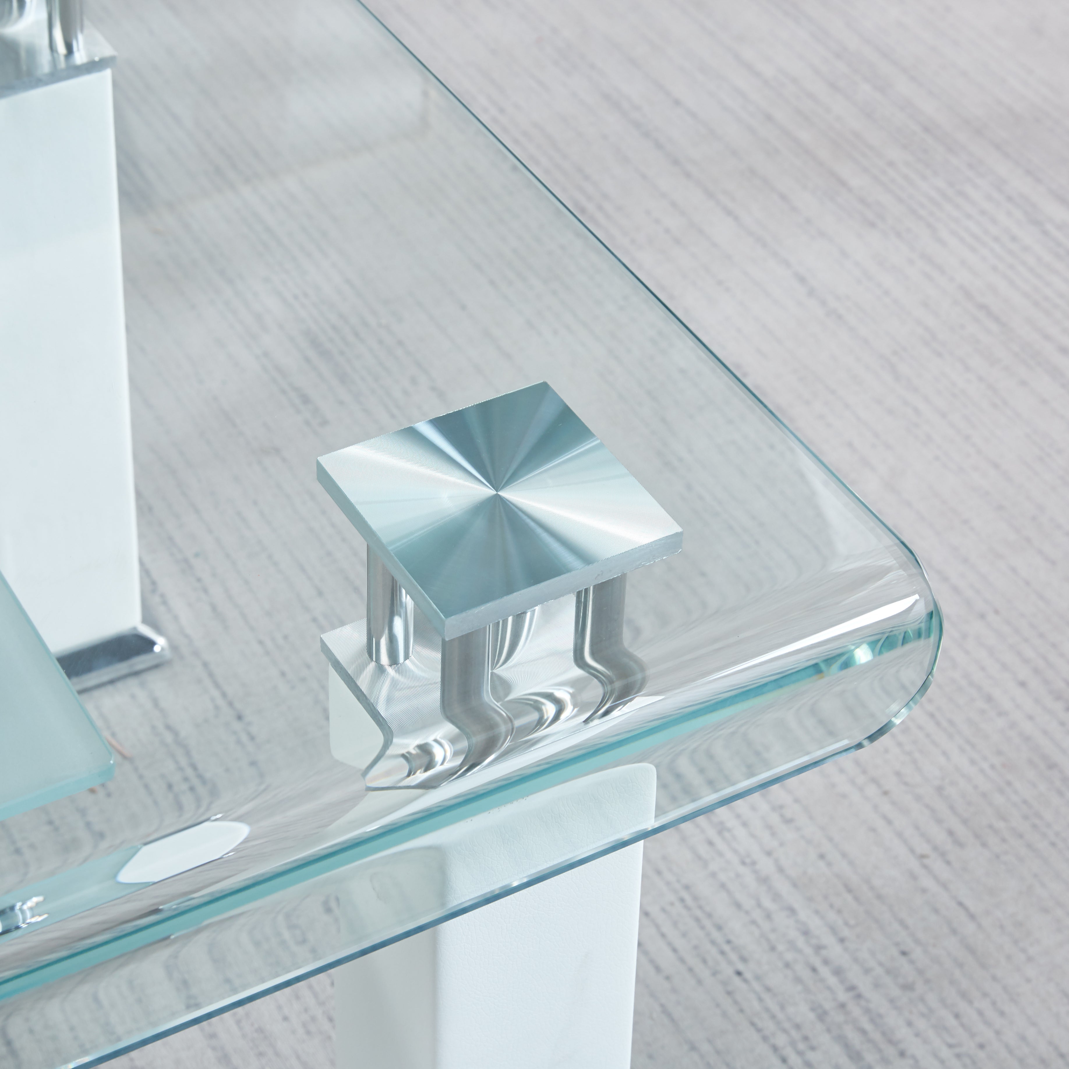 Modern Glass Coffee Table with Leatherette Accents