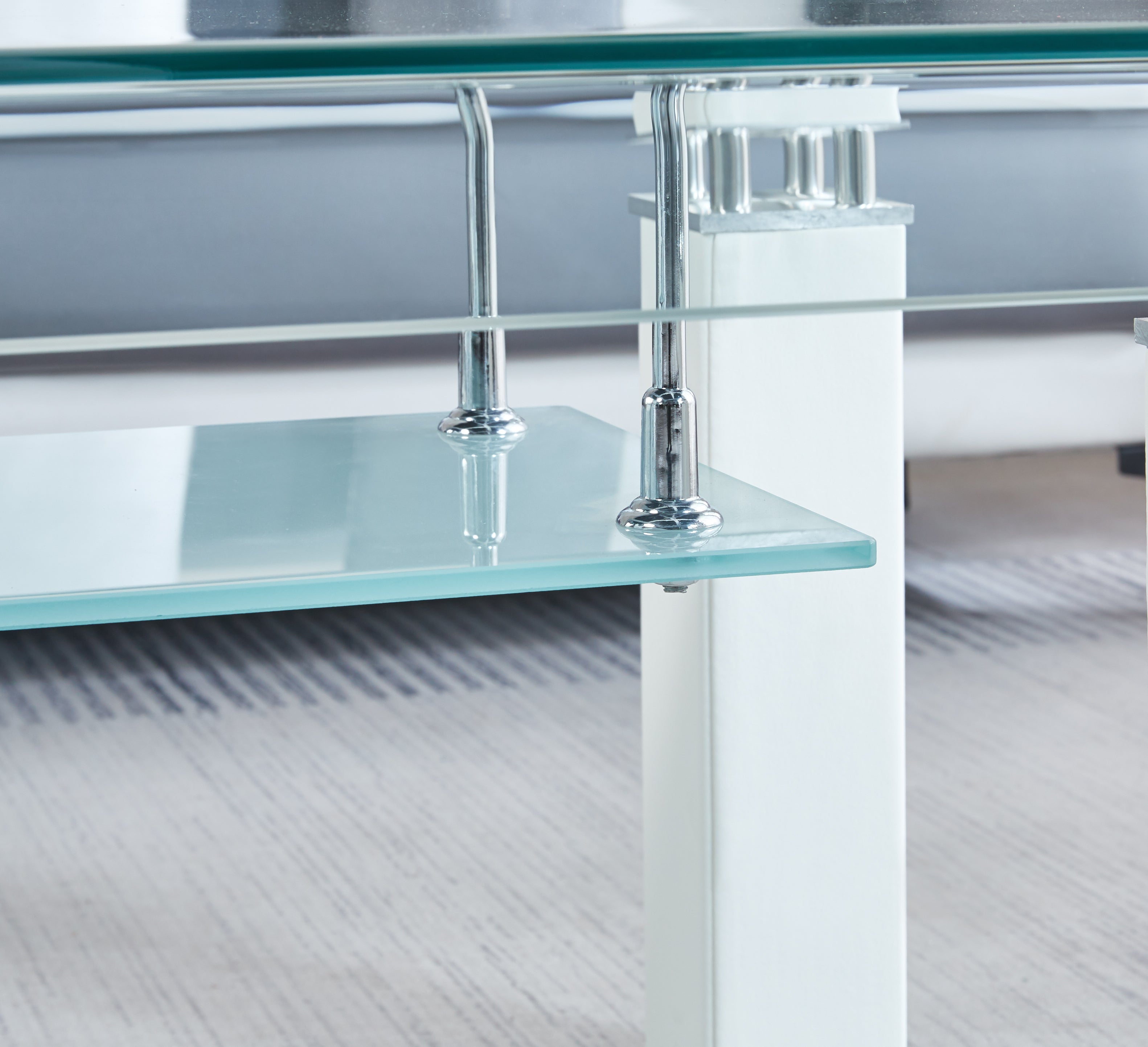 Modern Glass Coffee Table with Leatherette Accents