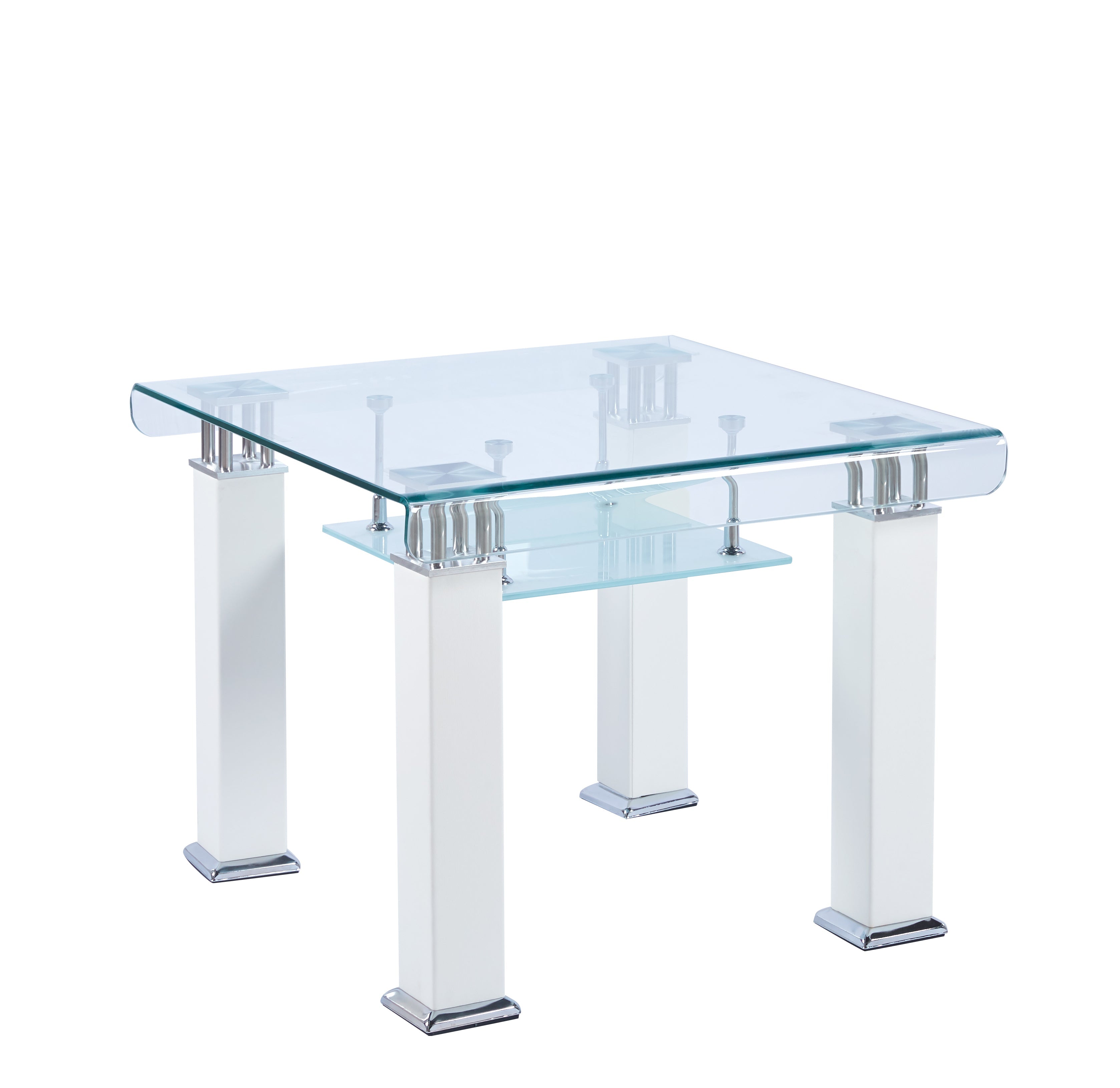 Modern End Table with Tempered Glass and Leatherette