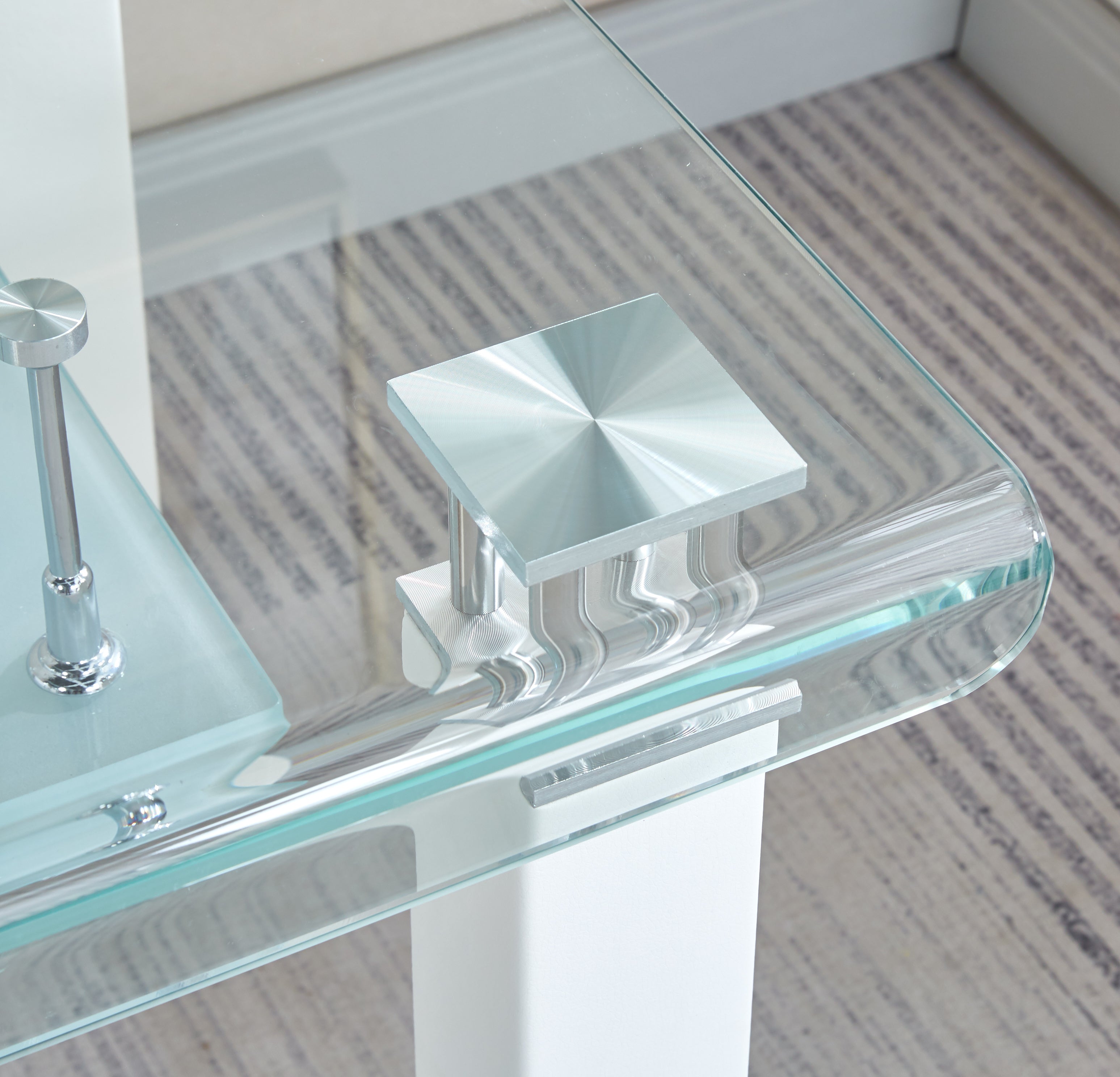 Modern End Table with Tempered Glass and Leatherette