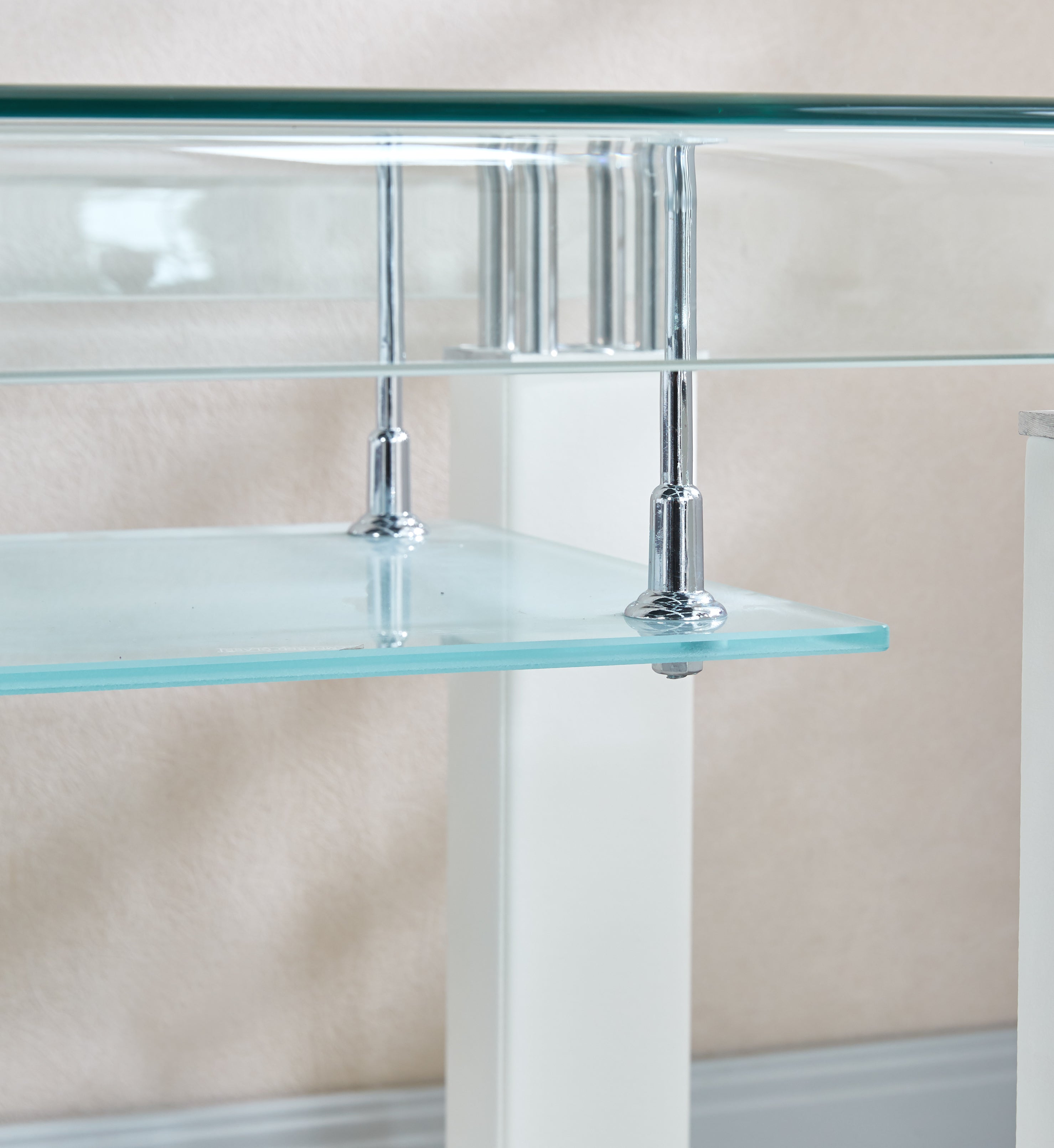Modern End Table with Tempered Glass and Leatherette