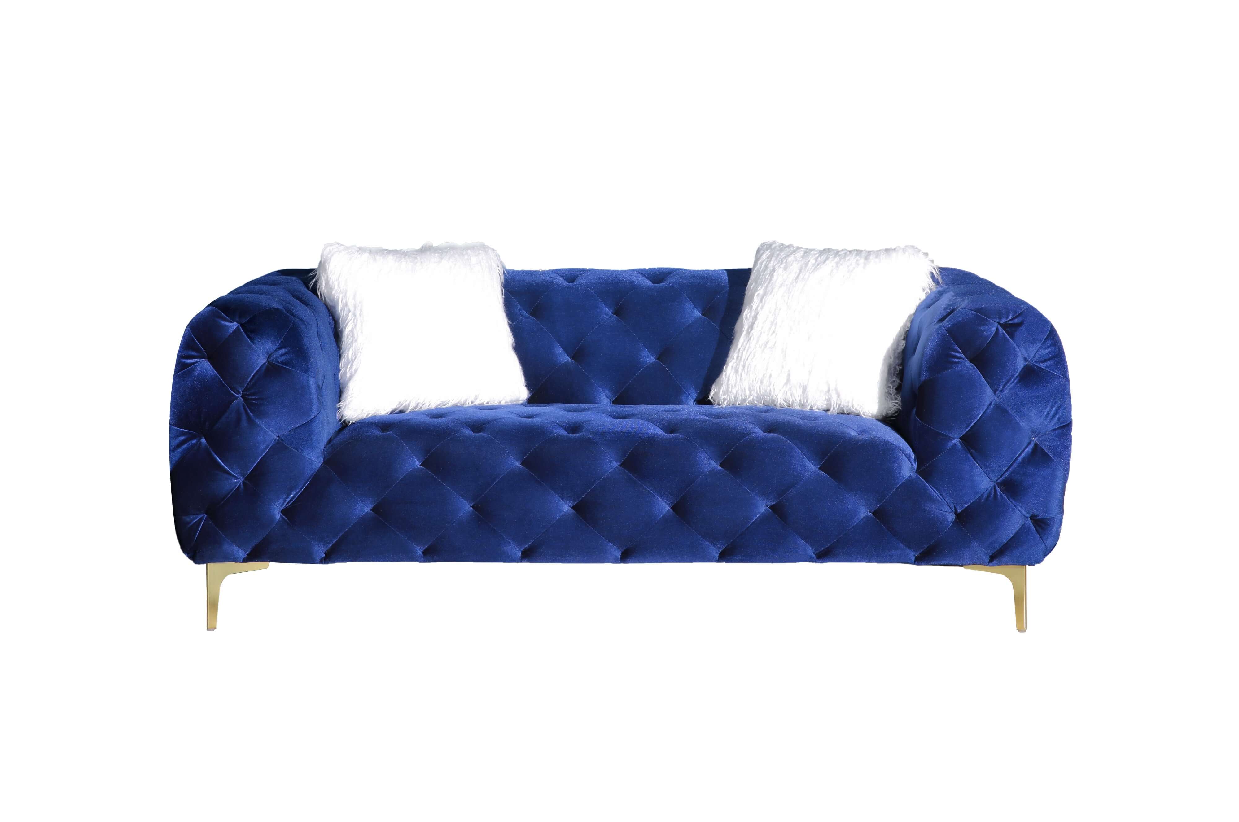 Modern Velvet Loveseat/ Sofa with Wood Frame and Metal Legs