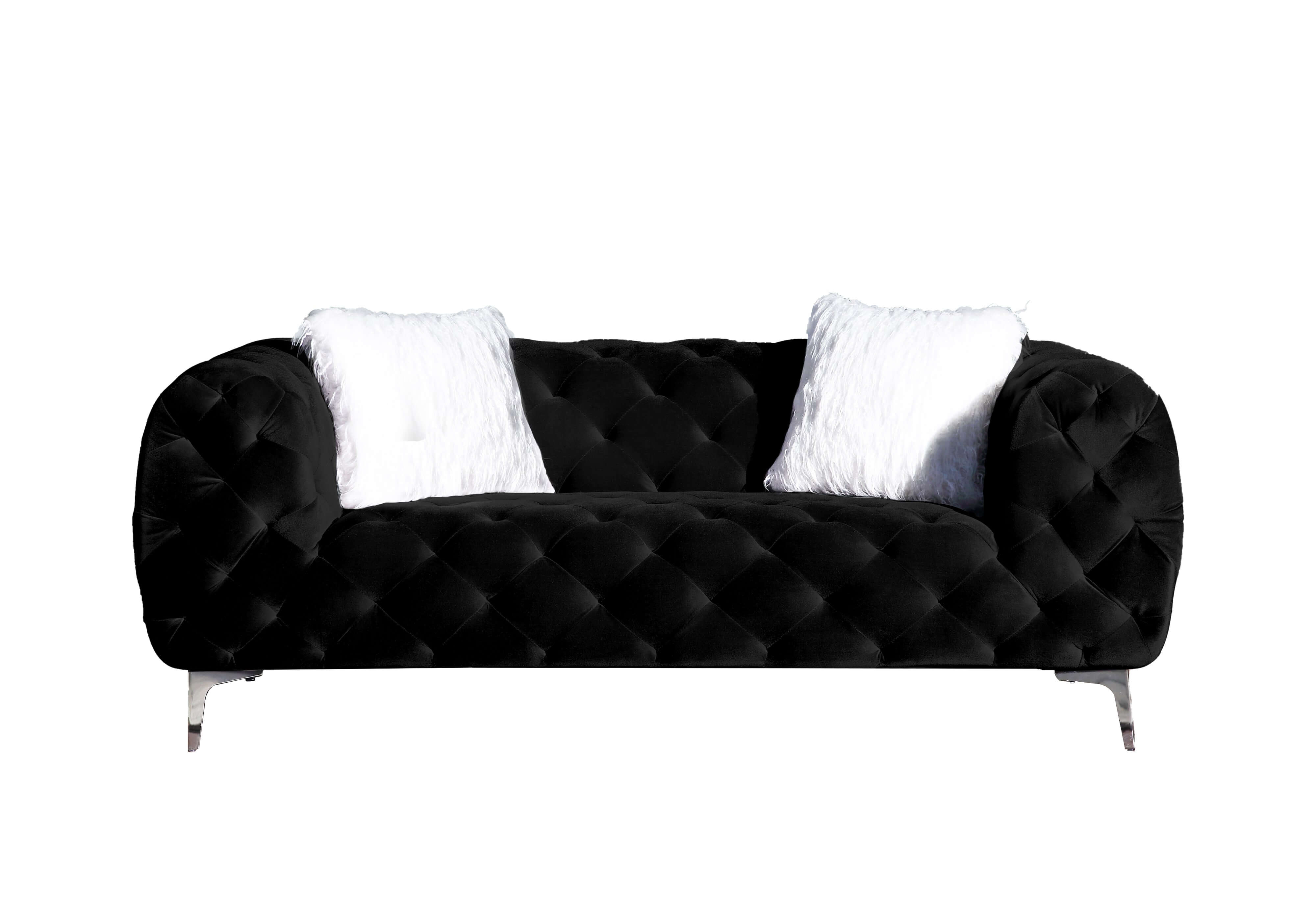 Modern Velvet Loveseat/ Sofa with Wood Frame and Metal Legs