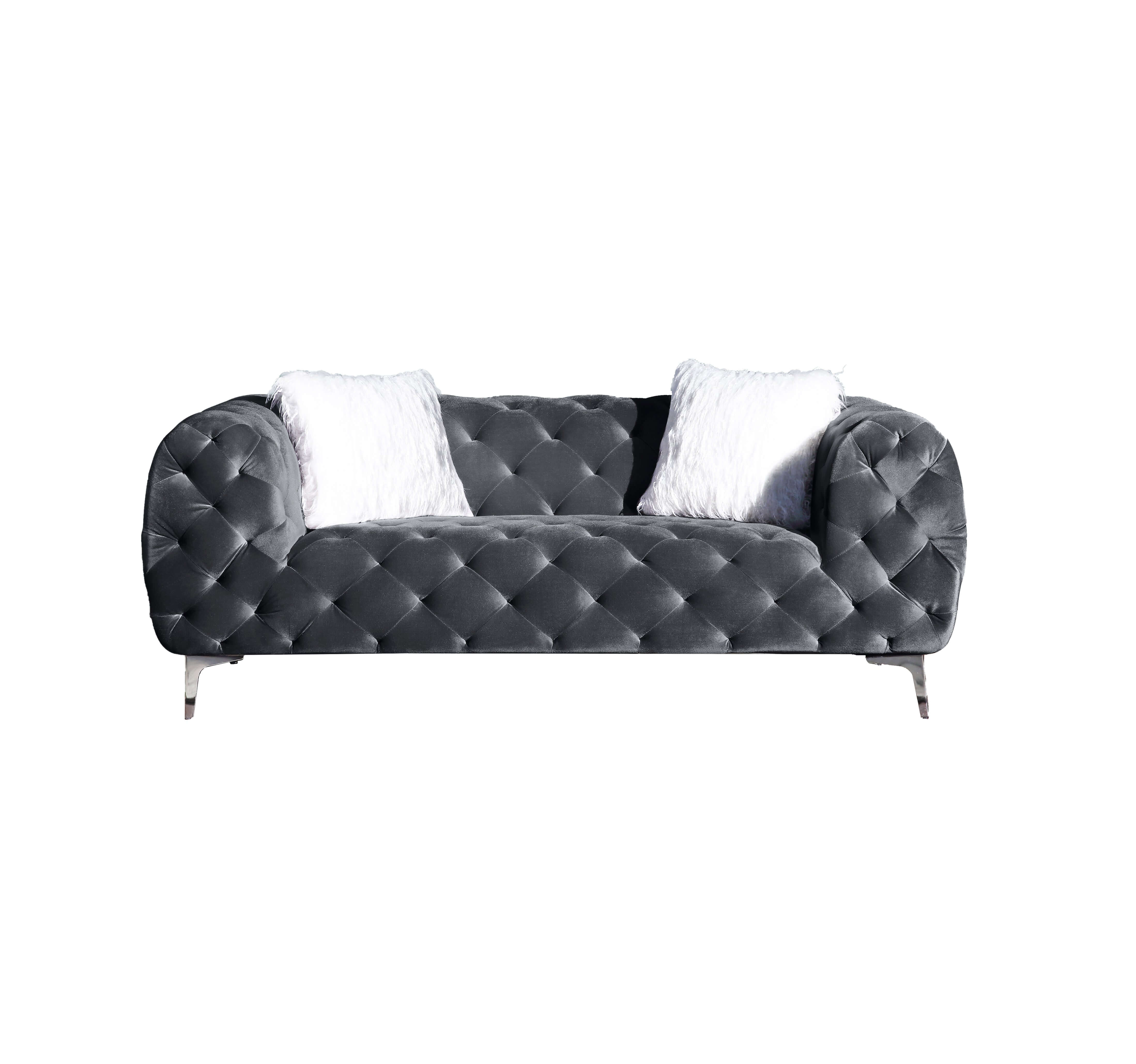 Modern Velvet Loveseat/ Sofa with Wood Frame and Metal Legs