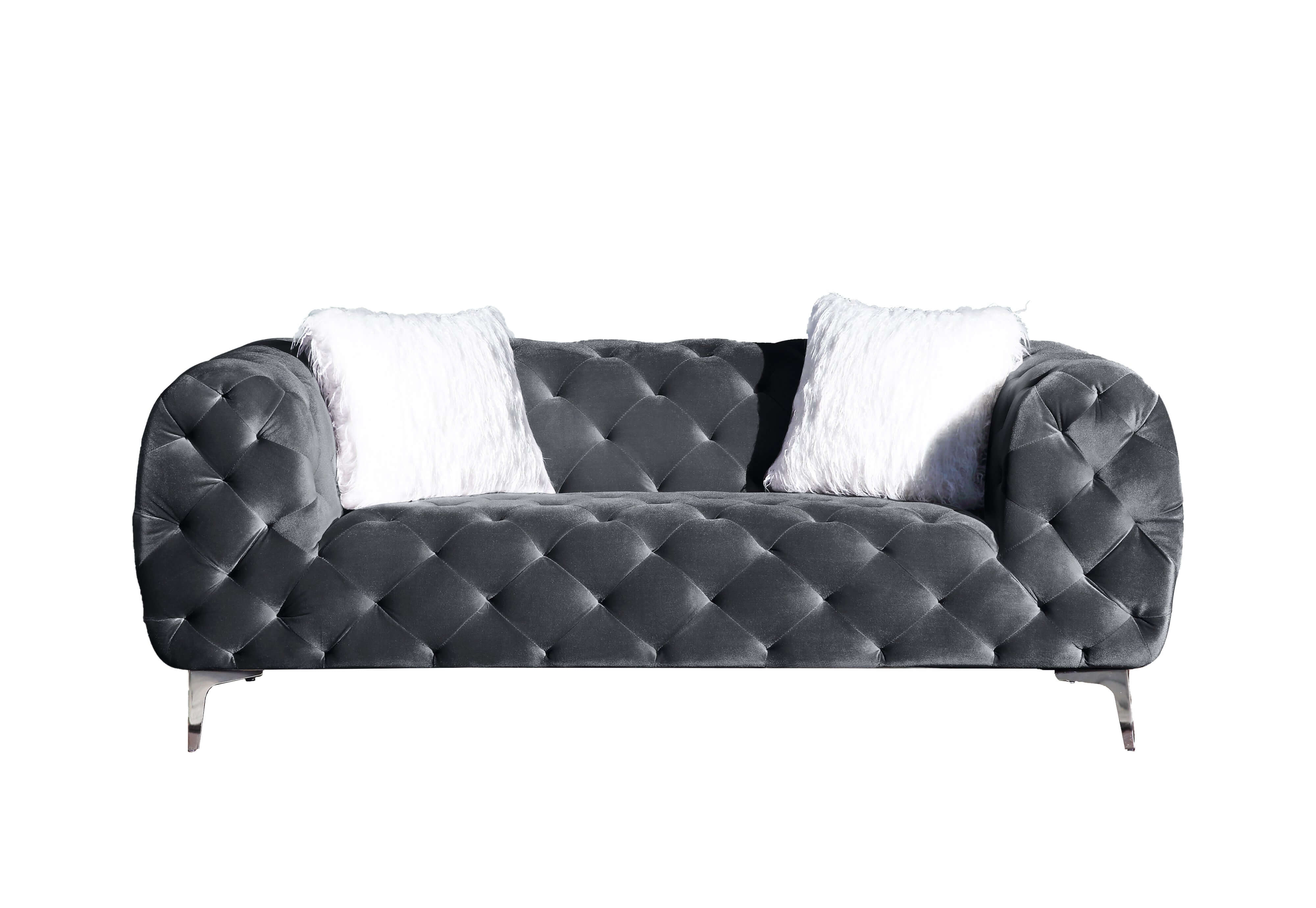Modern Velvet Loveseat/ Sofa with Wood Frame and Metal Legs
