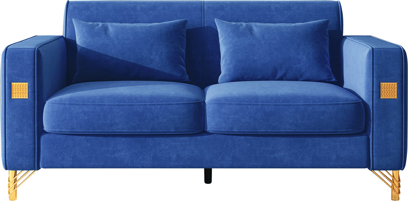 Velvet Loveseat/Sofa with Gold Metal Legs