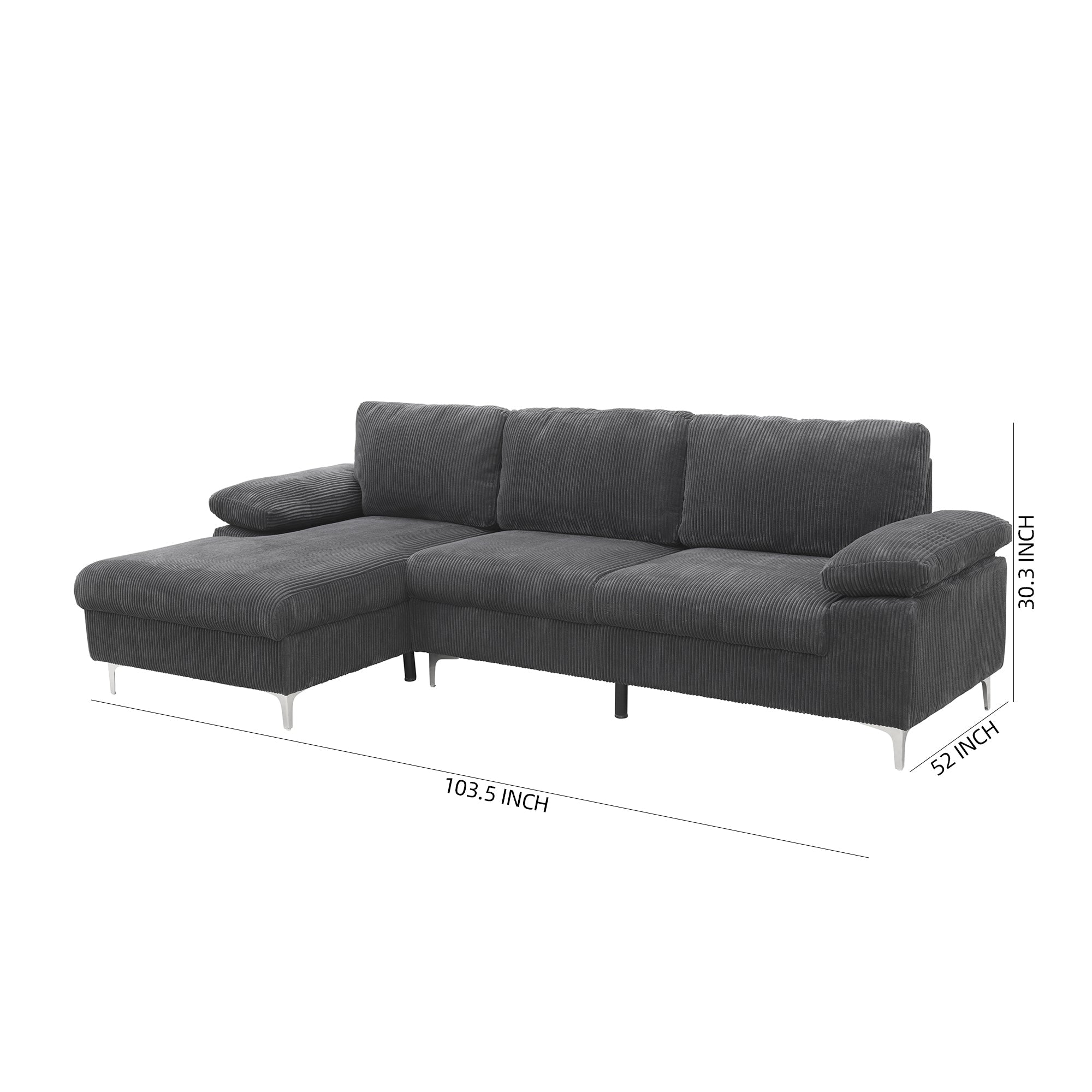 Corduroy Left Corner Sectional Sofa