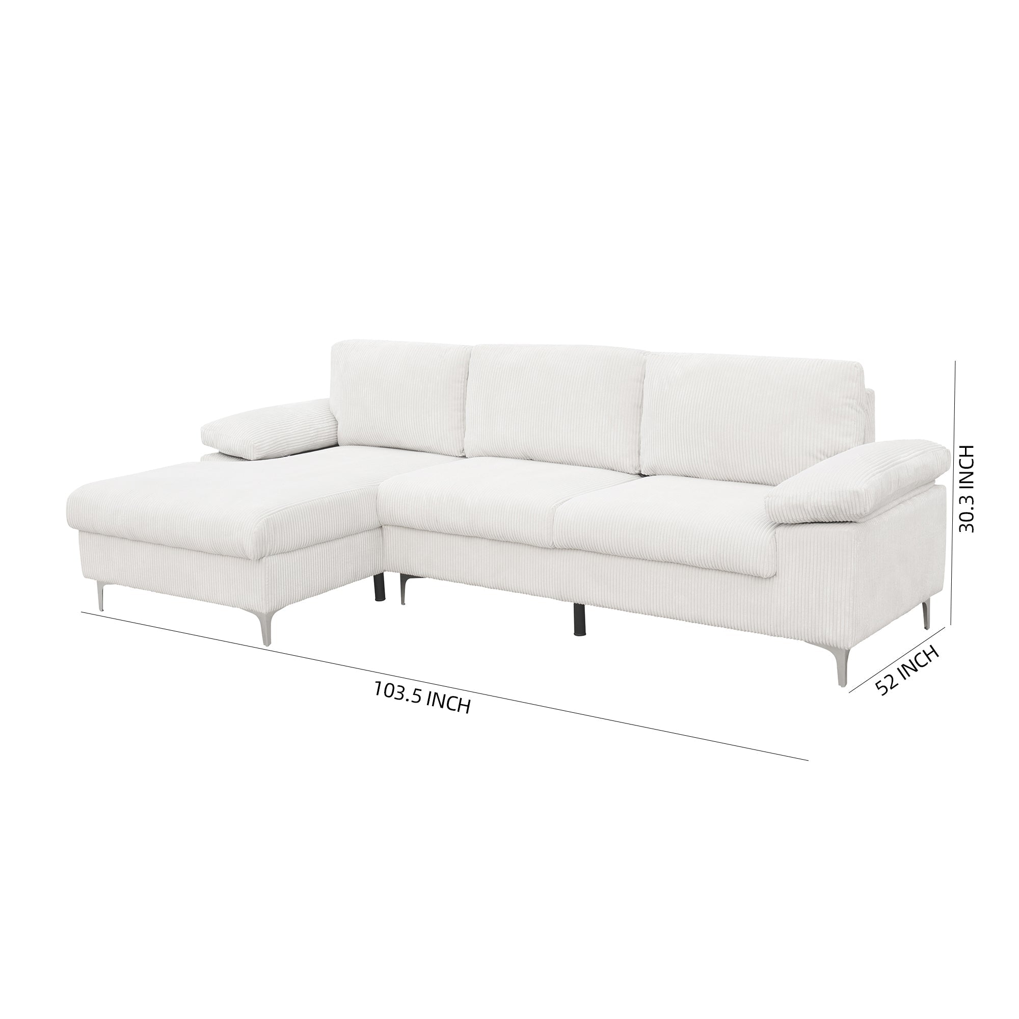 Corduroy Left Corner Sectional Sofa