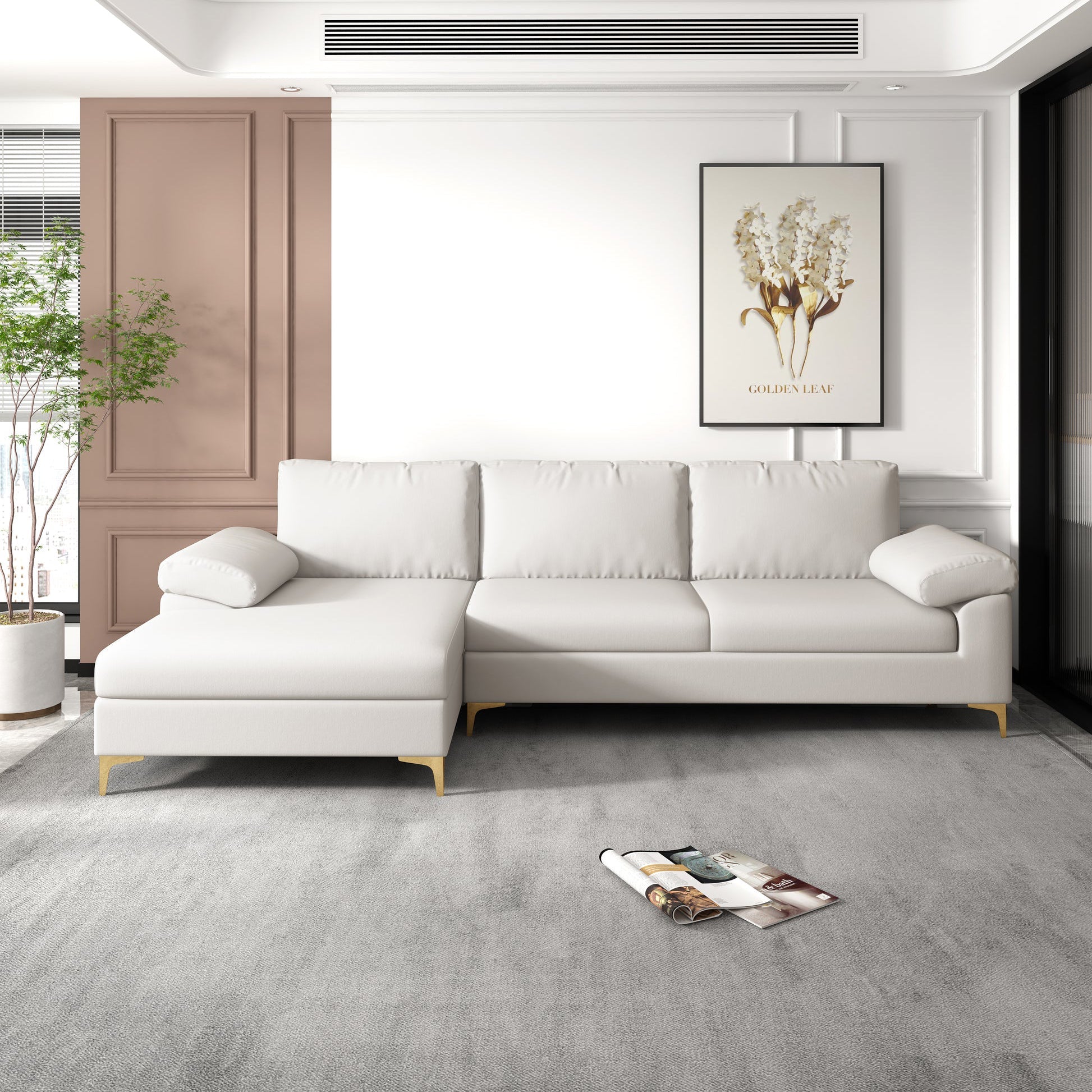 Corduroy Left Corner Sectional Sofa