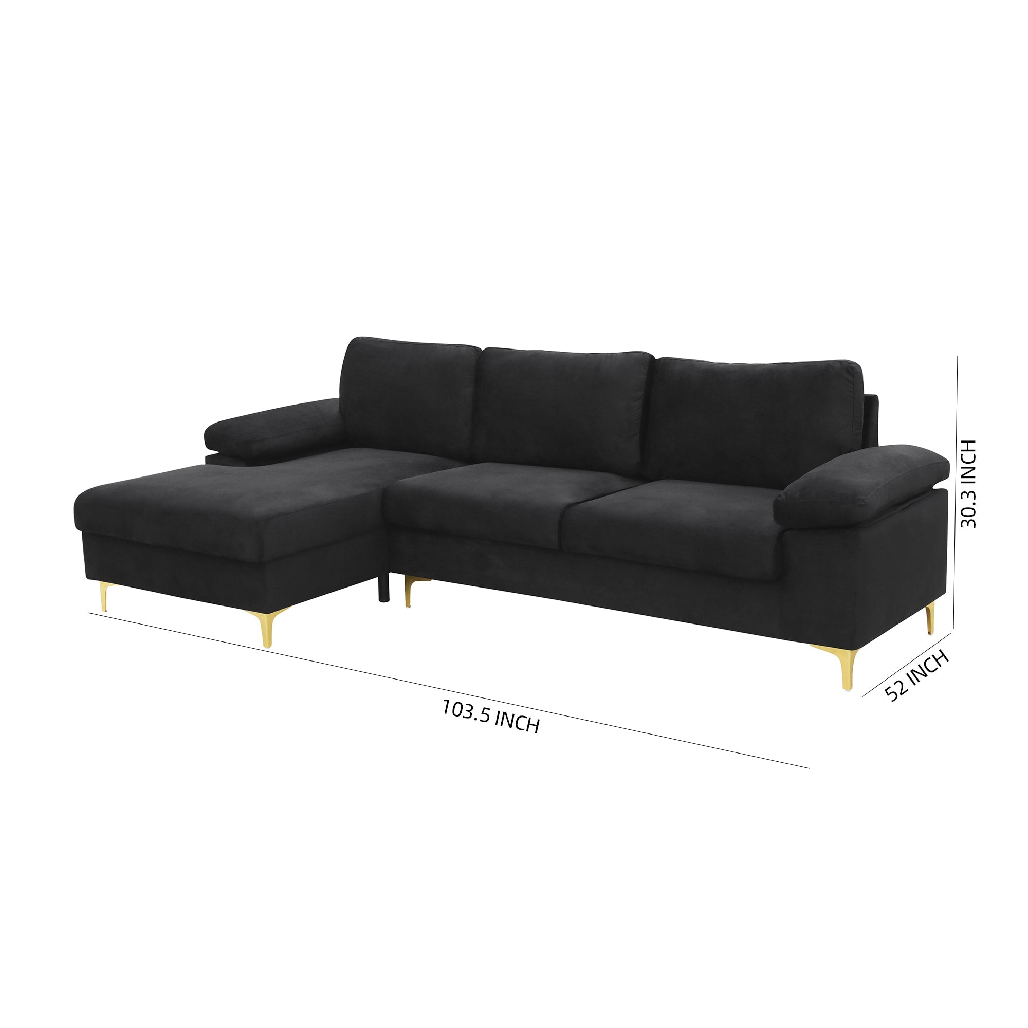 Corduroy Left Corner Sectional Sofa