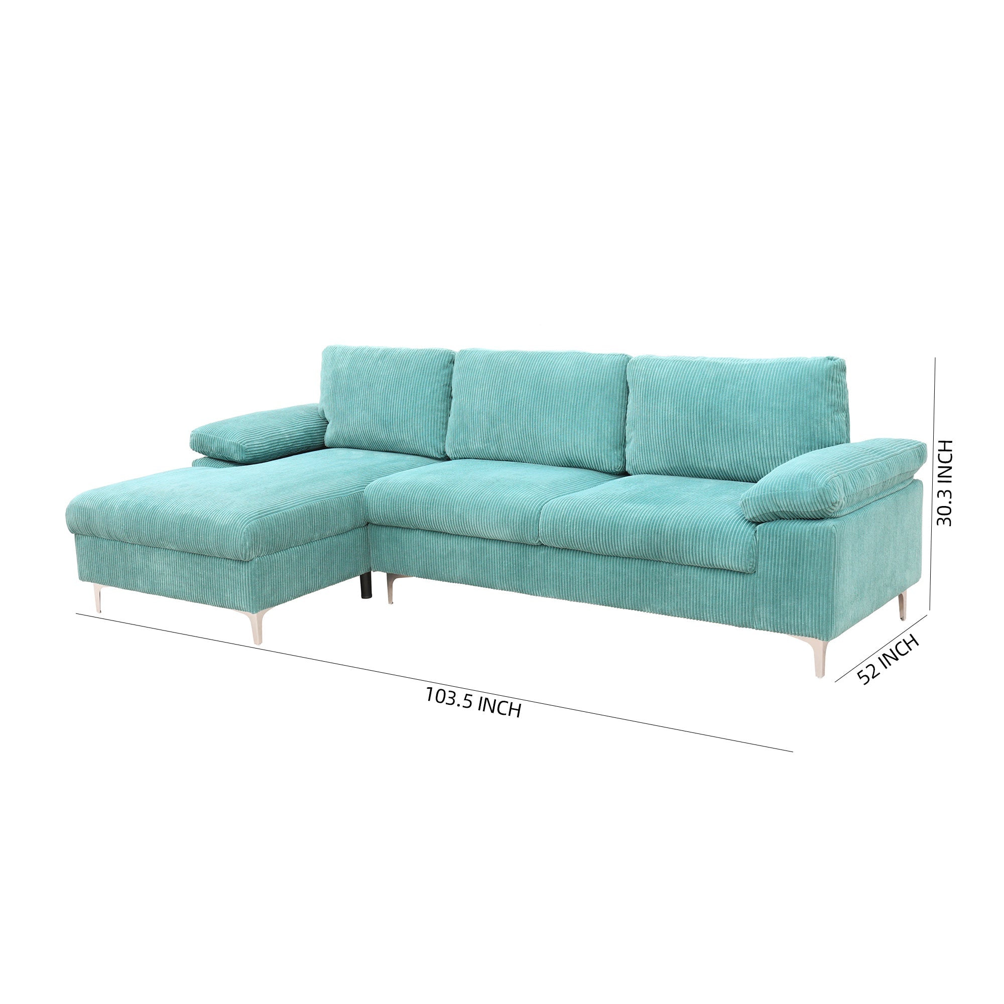 Corduroy Left Corner Sectional Sofa