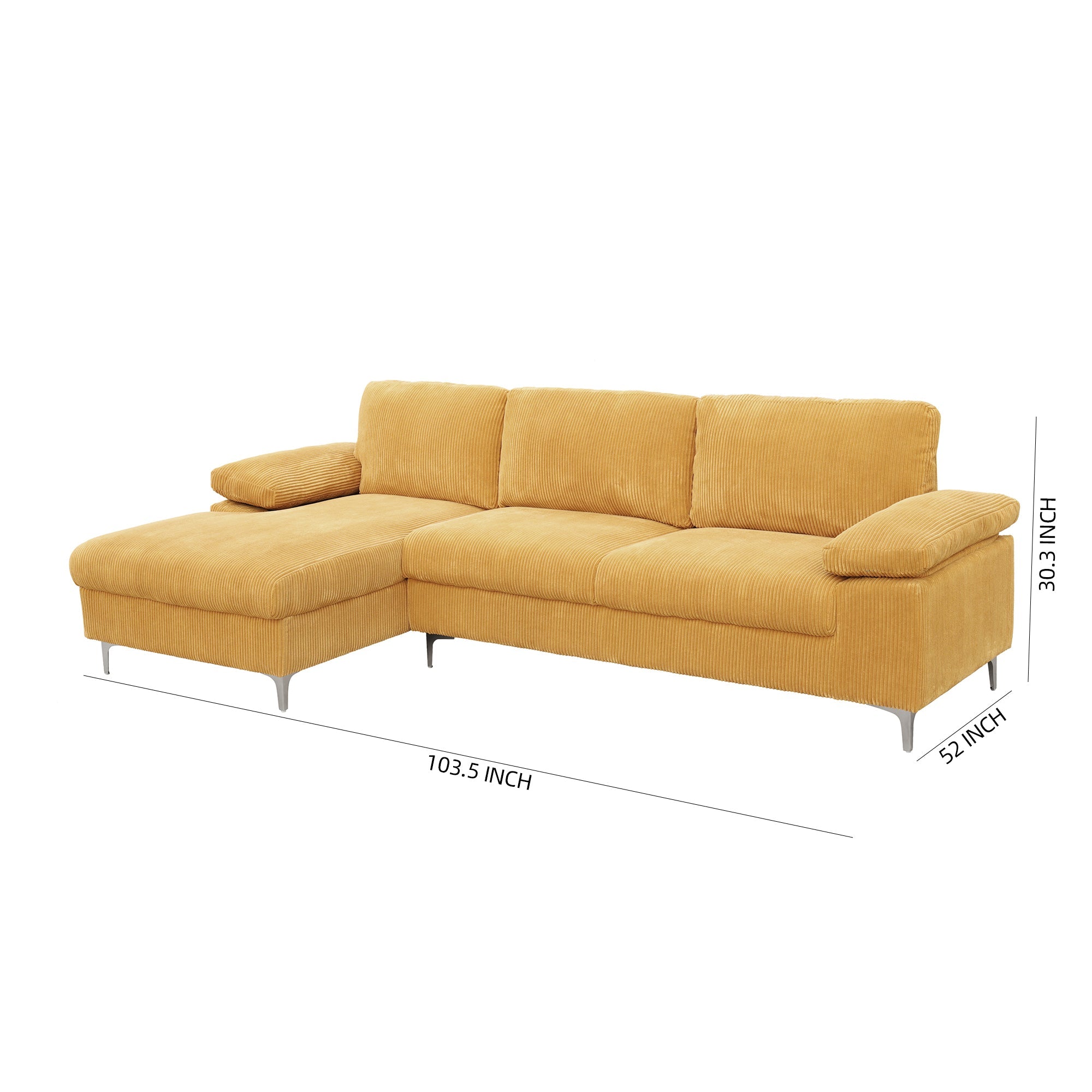 Corduroy Left Corner Sectional Sofa