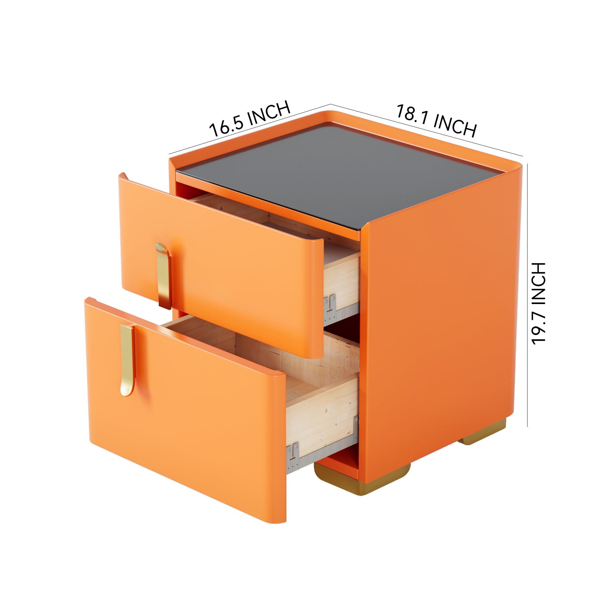 Ivory/Orange Lacquer MDF Night Stand