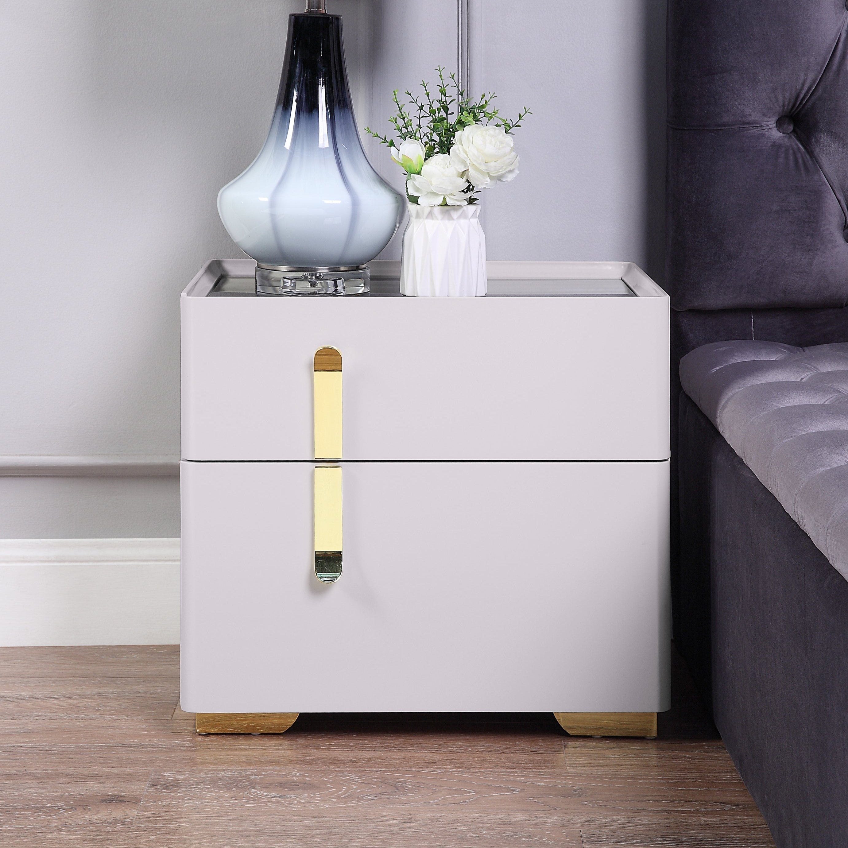 Ivory/Orange Lacquer MDF Night Stand