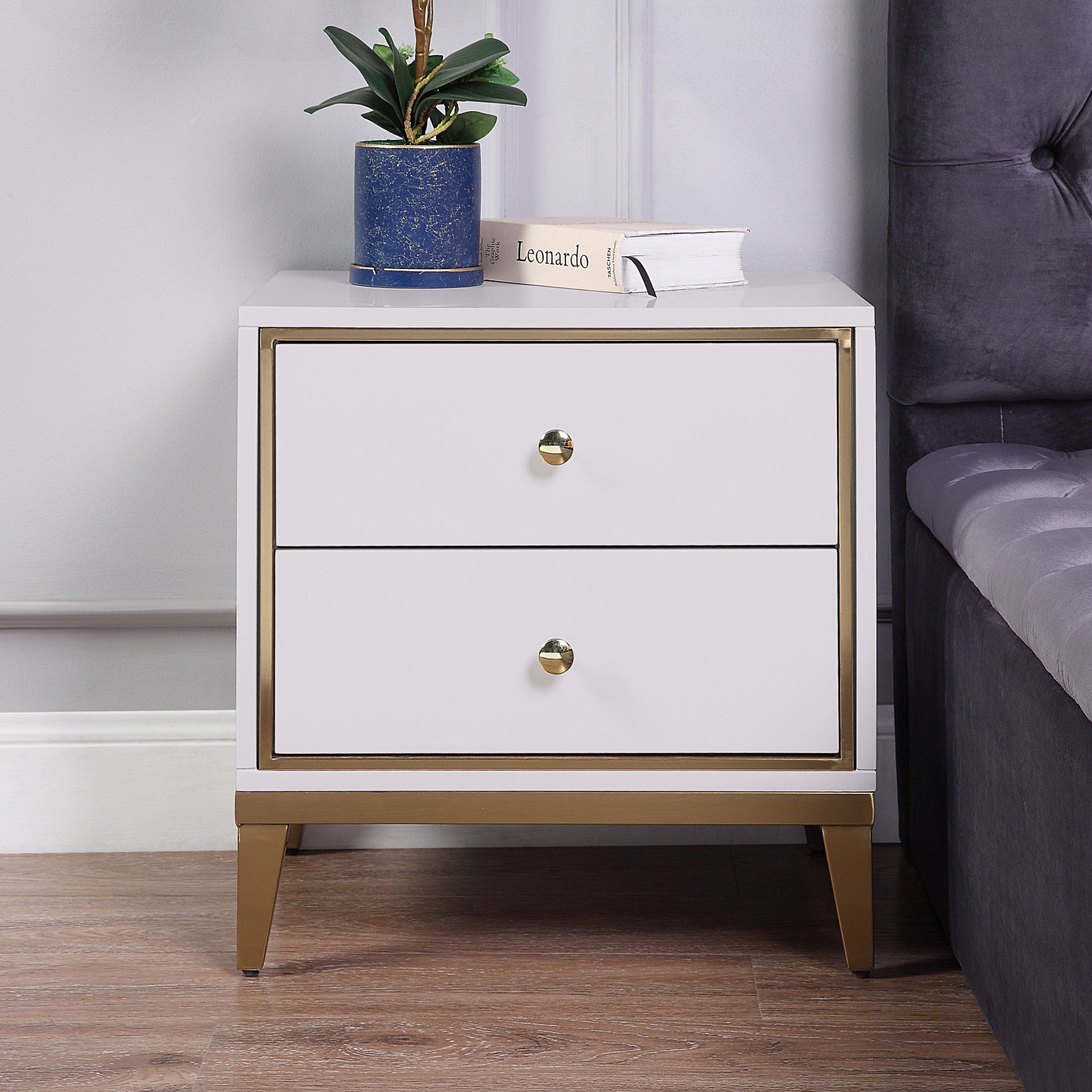 Elegant Ivory Lacquer Night Stand