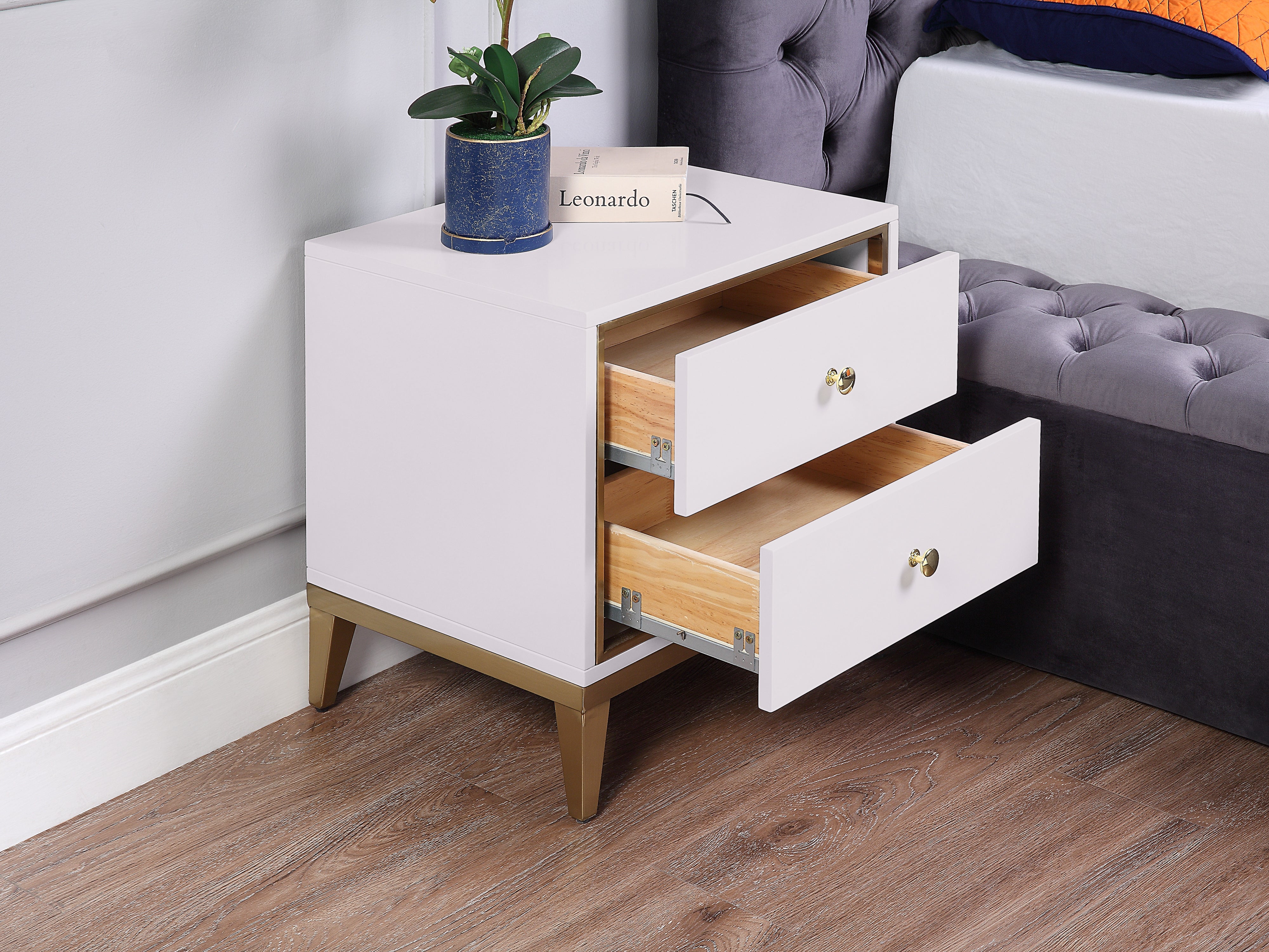 Elegant Ivory Lacquer Night Stand