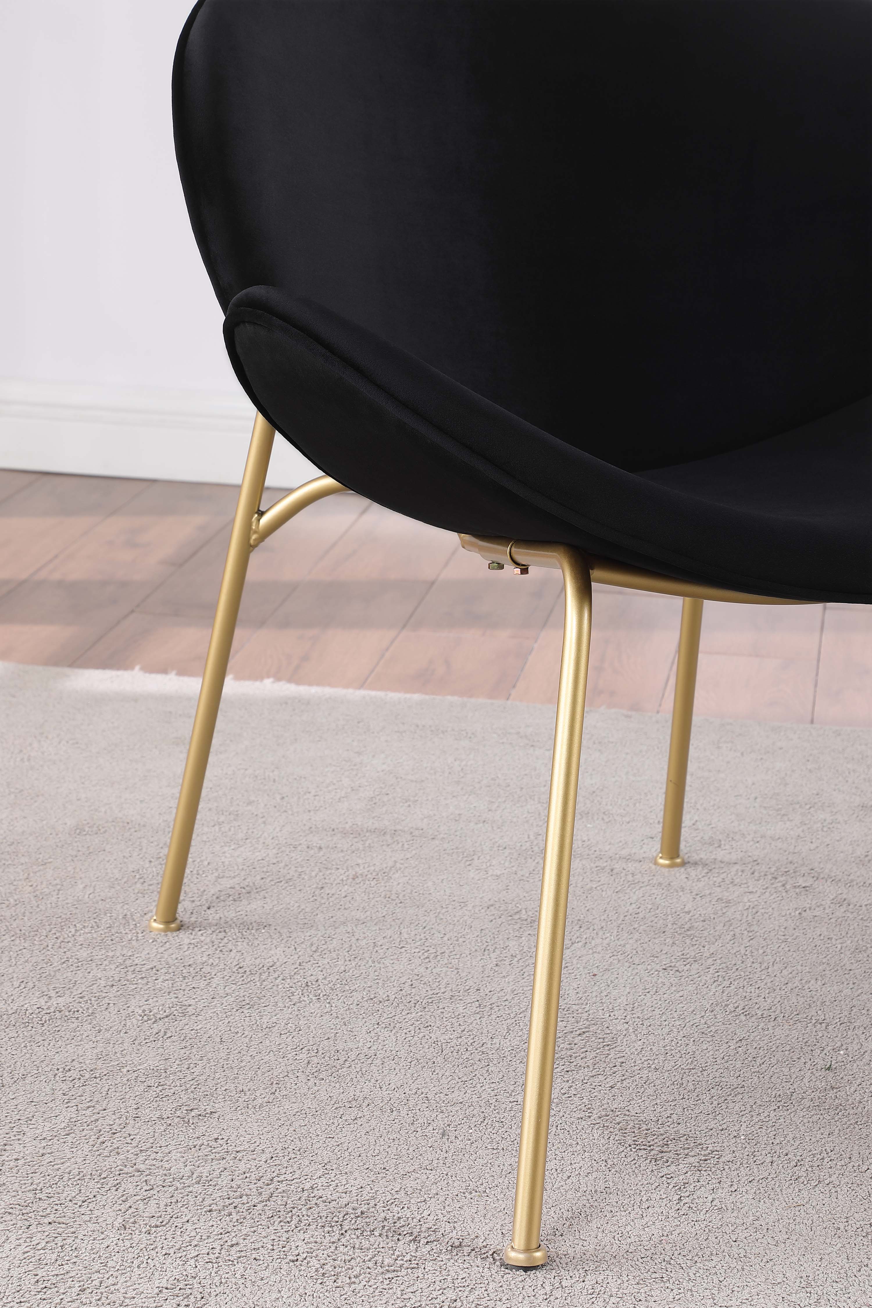 Set of 2 Velvet Barrel Chairs with Gold Metal Legs