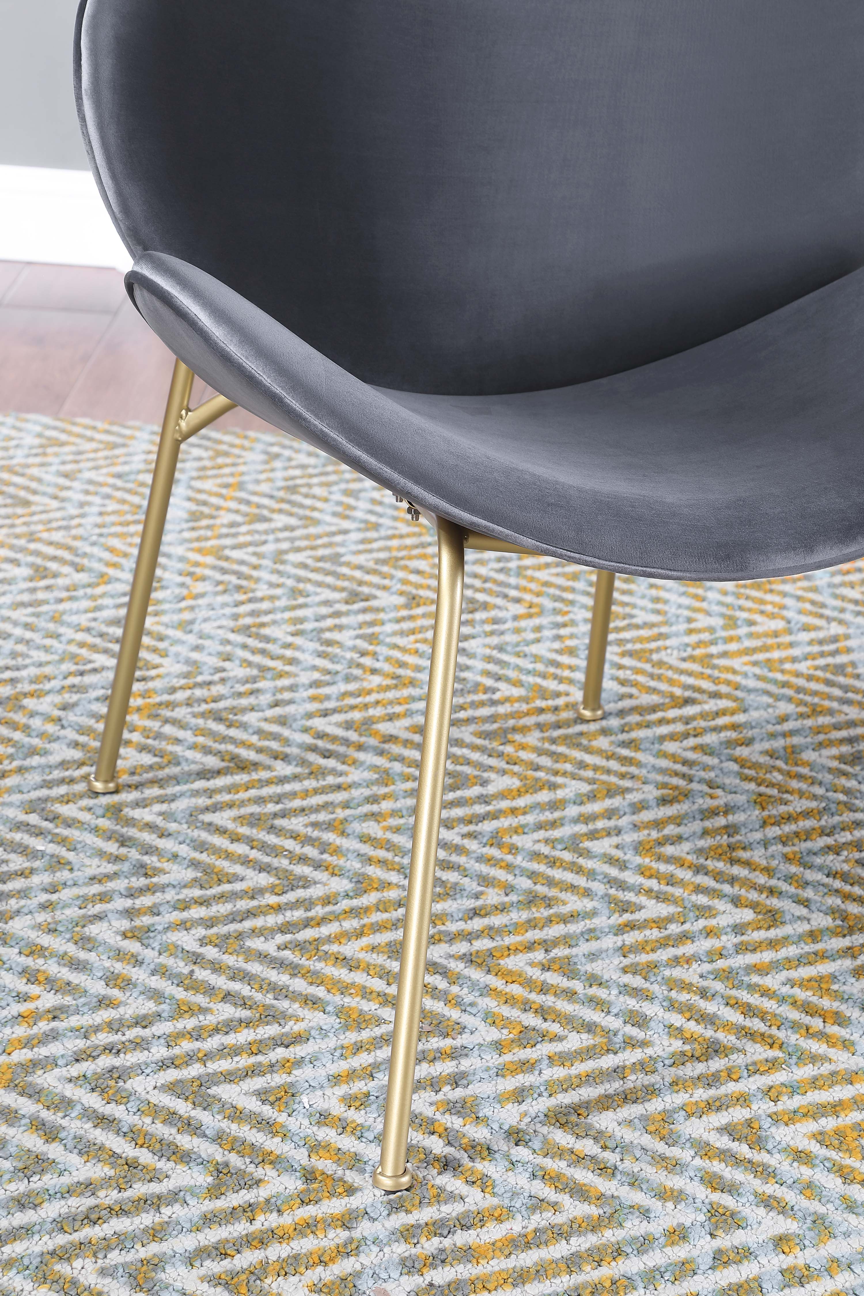 Set of 2 Velvet Barrel Chairs with Gold Metal Legs