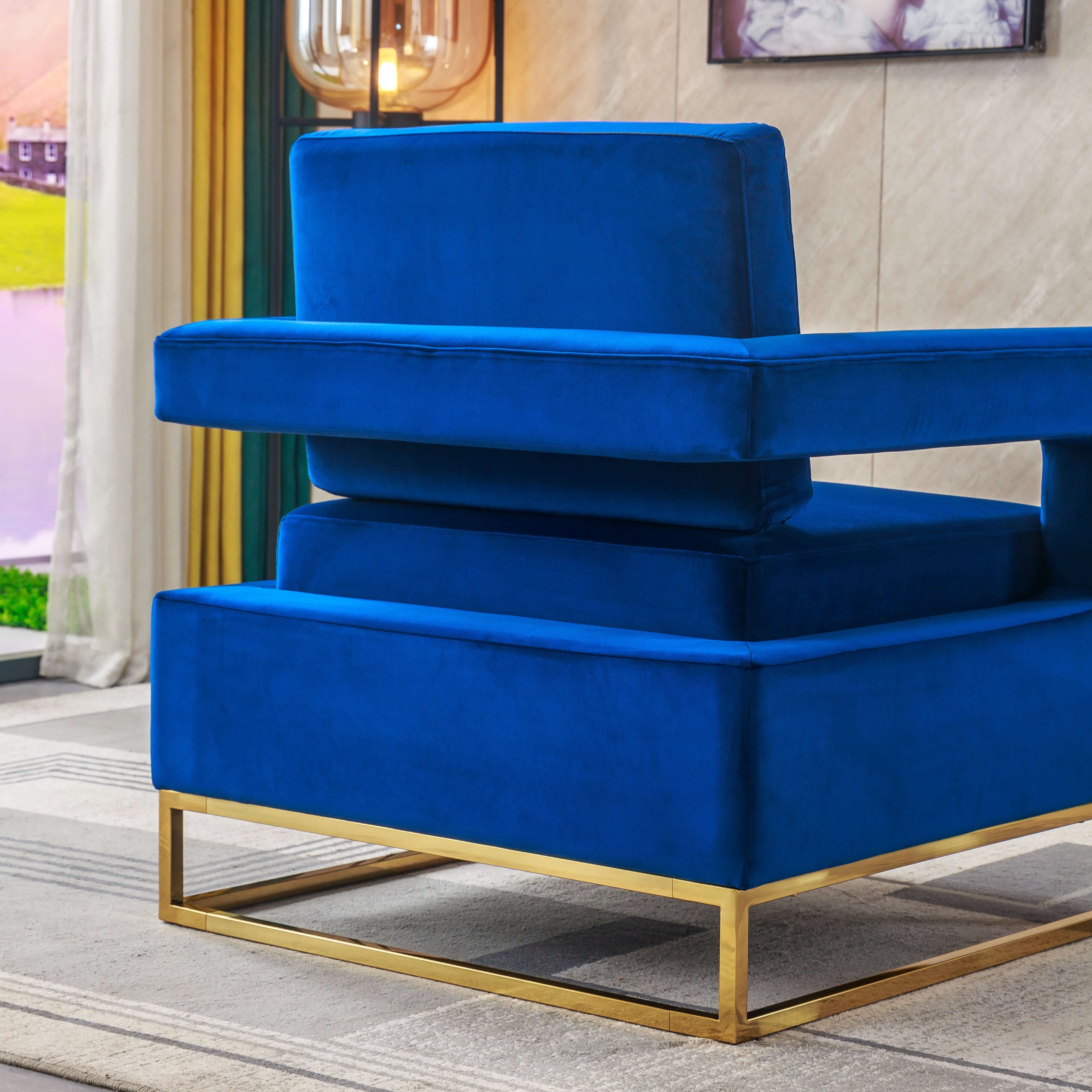 Luxurious Velvet Barrel Chair with Gold Stainless Steel Base