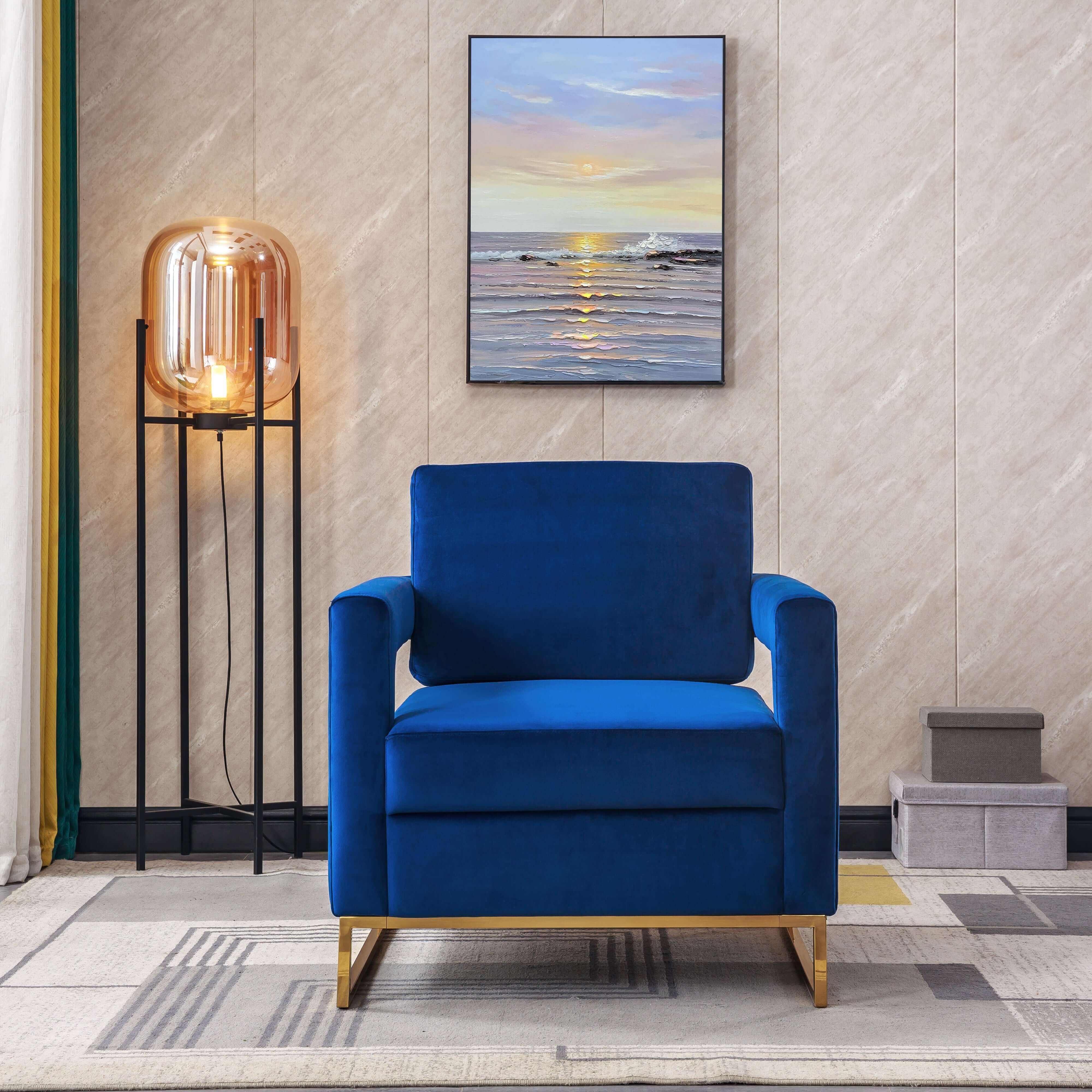 Luxurious Velvet Barrel Chair with Gold Stainless Steel Base