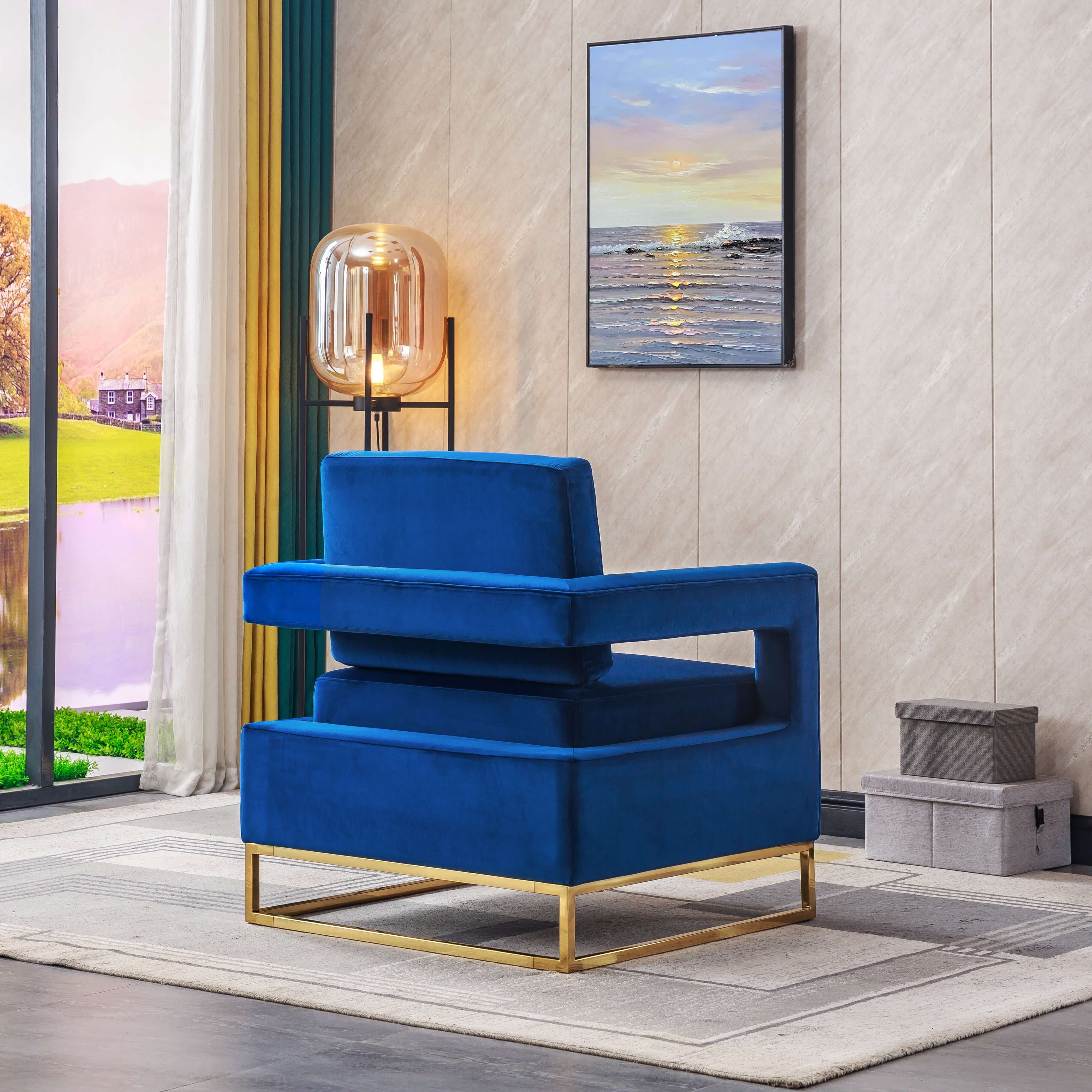 Luxurious Velvet Barrel Chair with Gold Stainless Steel Base