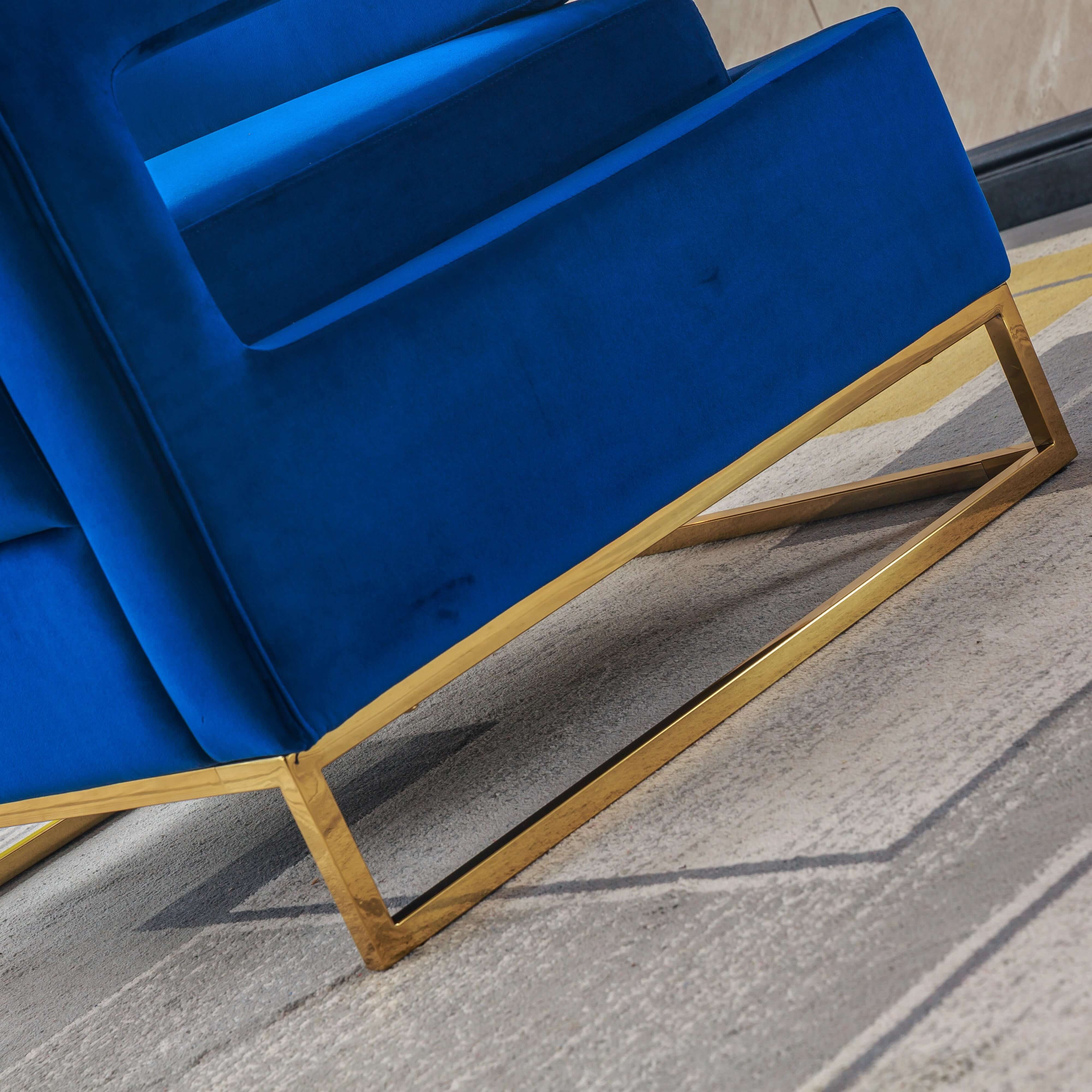 Luxurious Velvet Barrel Chair with Gold Stainless Steel Base