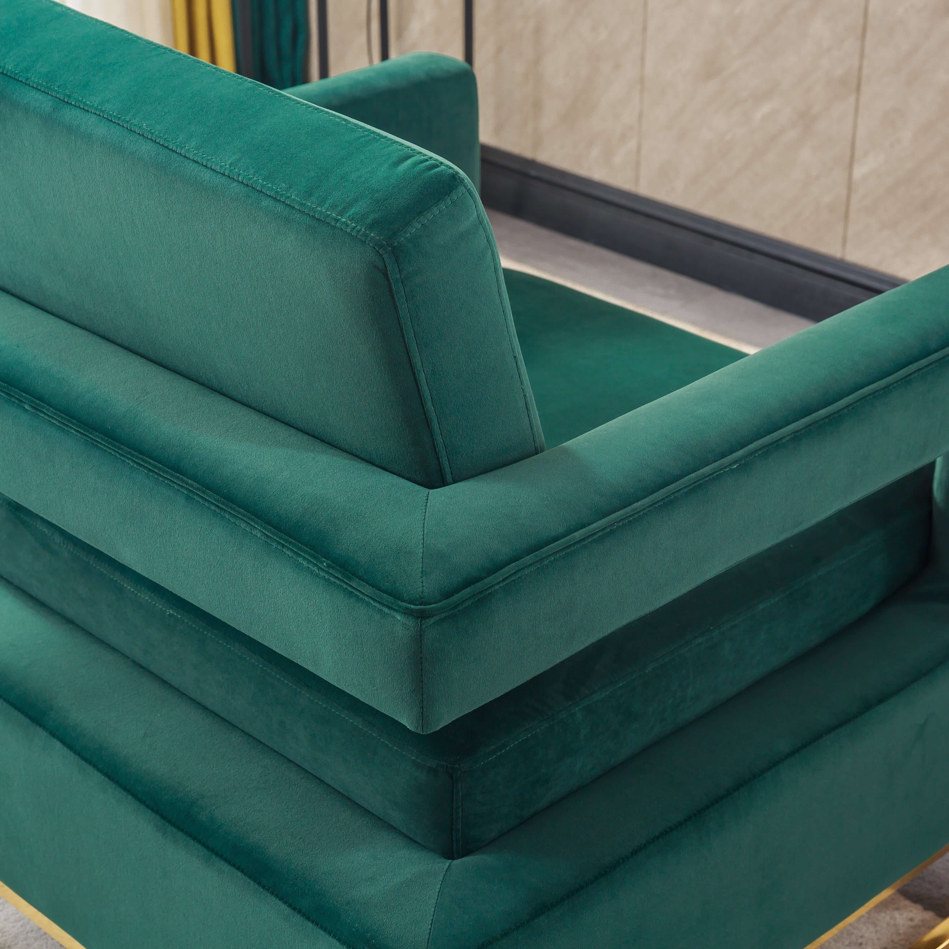 Luxurious Velvet Barrel Chair with Gold Stainless Steel Base