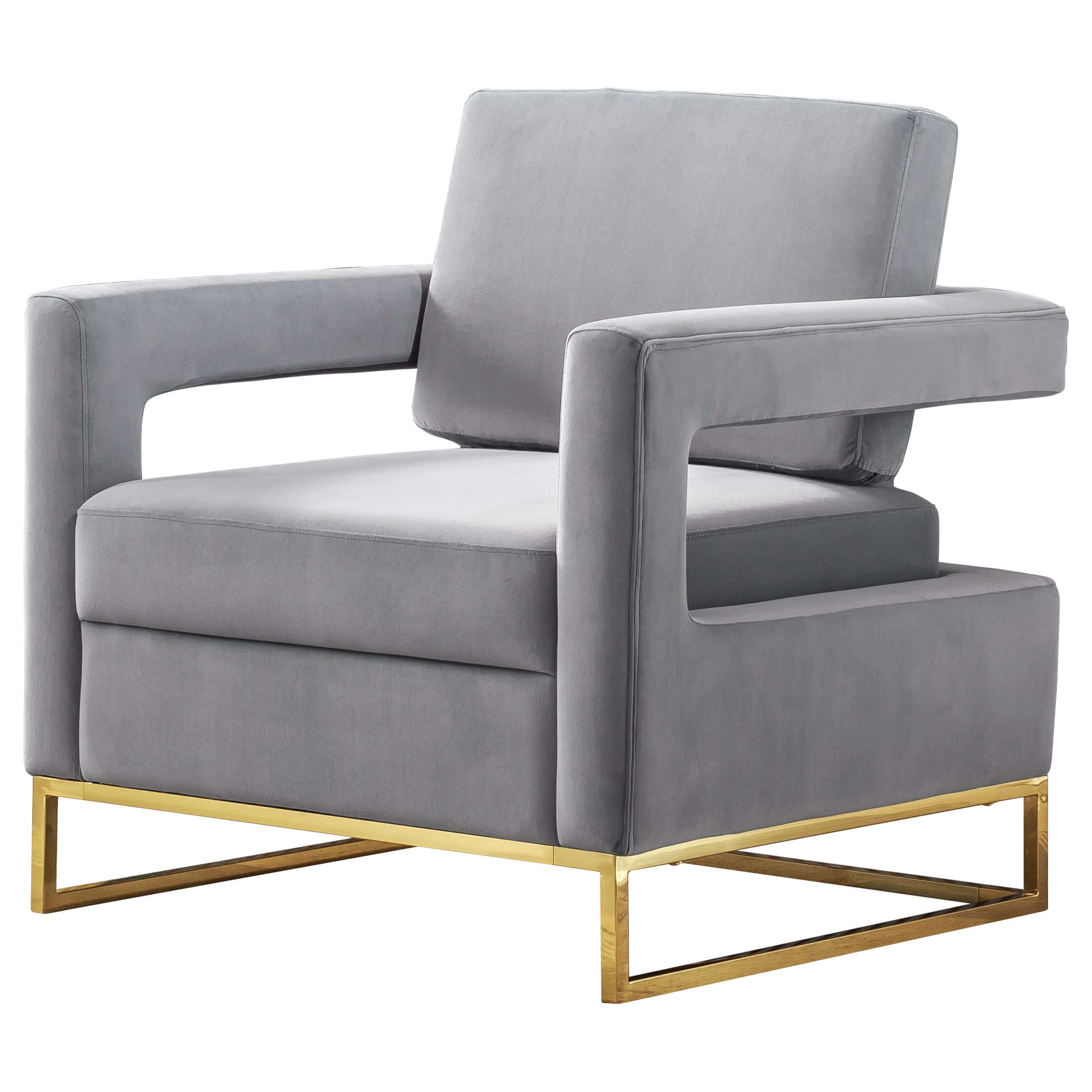Luxurious Velvet Barrel Chair with Gold Stainless Steel Base