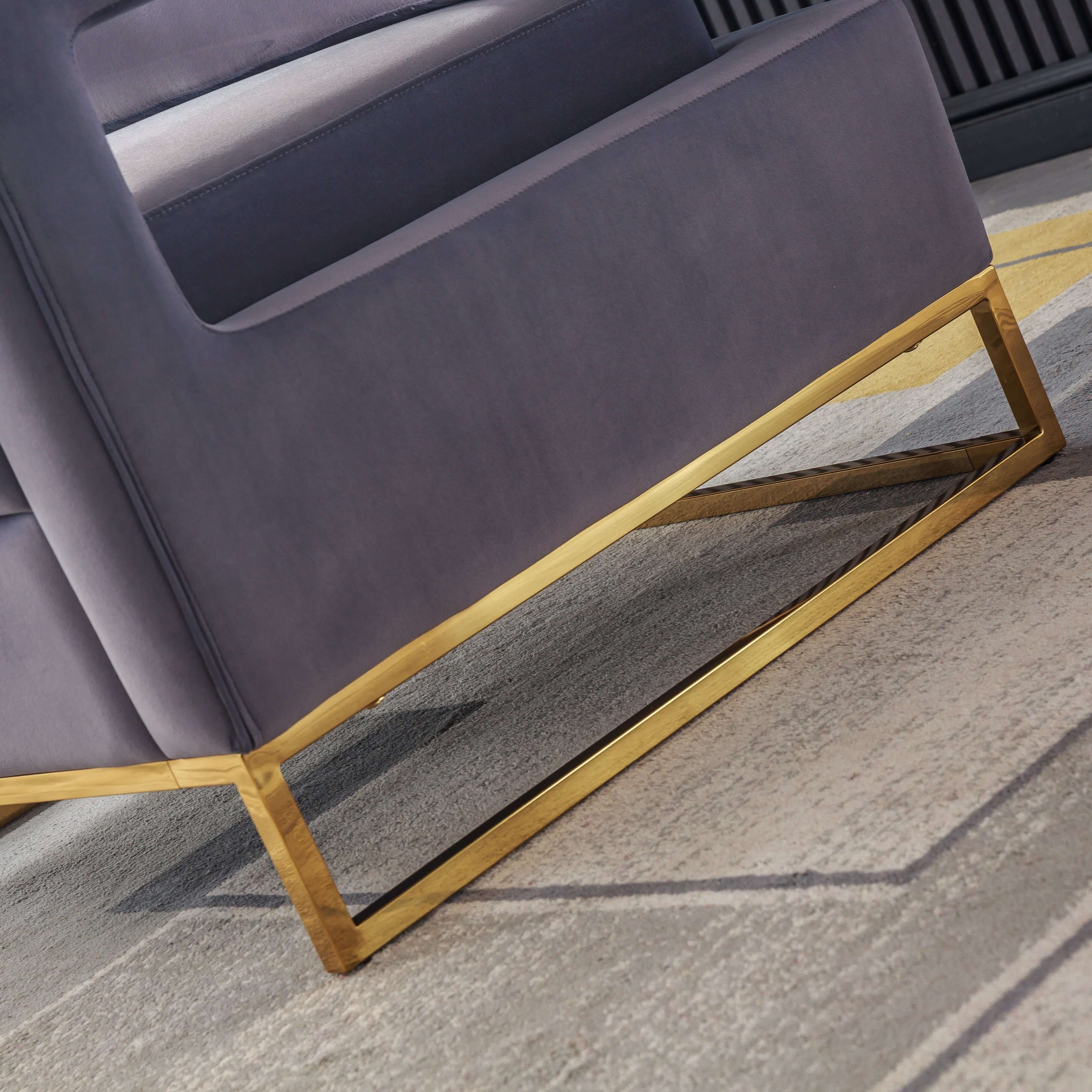 Luxurious Velvet Barrel Chair with Gold Stainless Steel Base