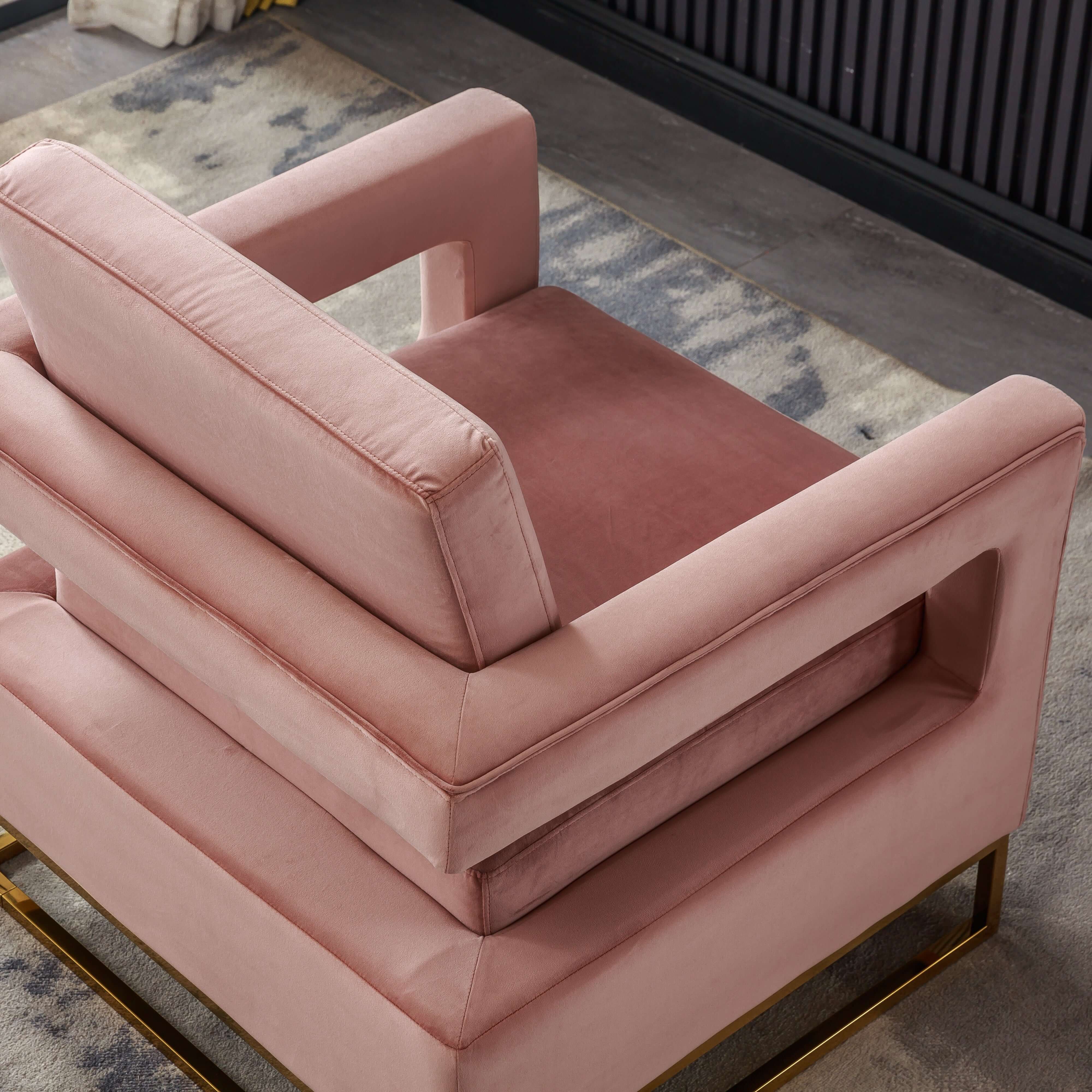 Luxurious Velvet Barrel Chair with Gold Stainless Steel Base