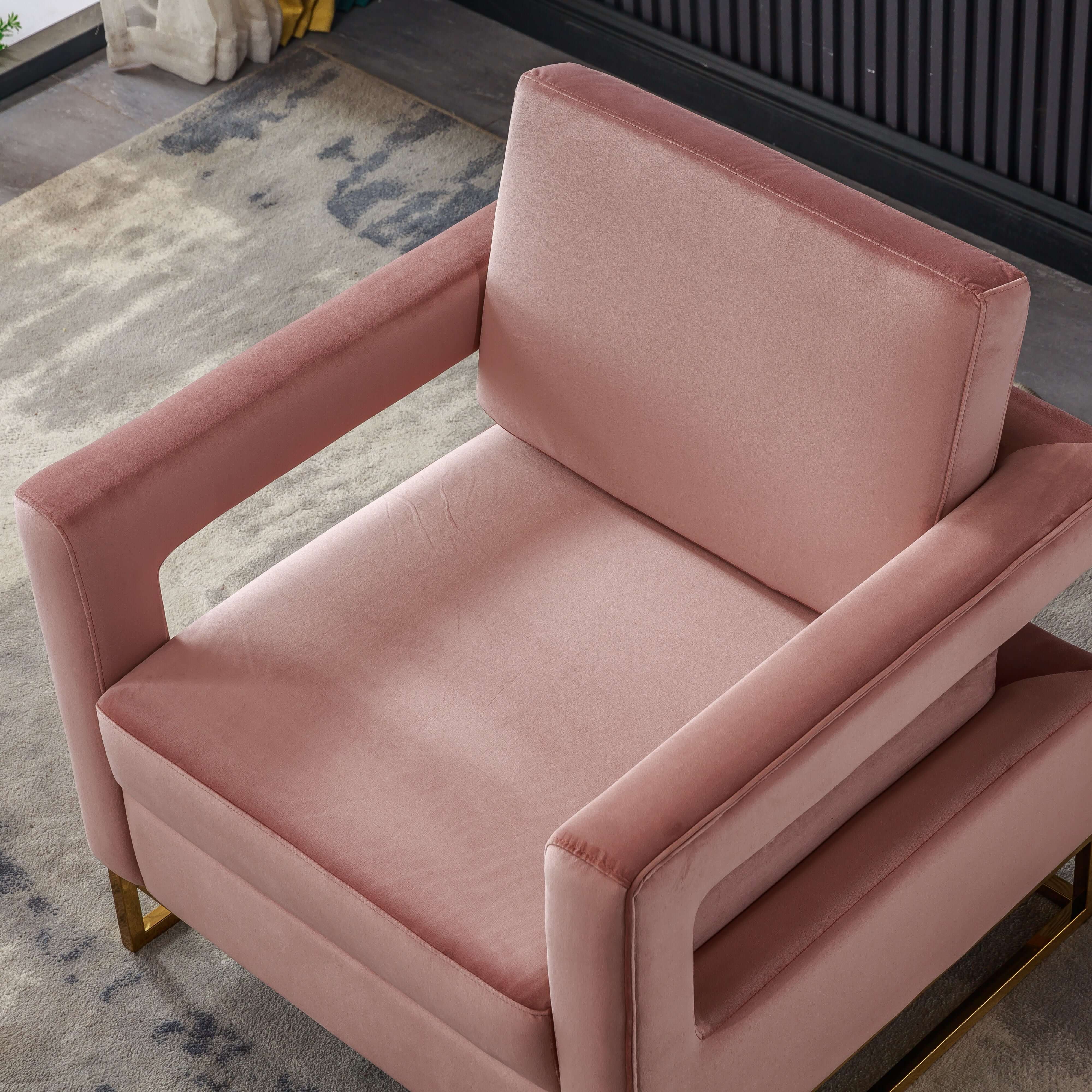 Luxurious Velvet Barrel Chair with Gold Stainless Steel Base