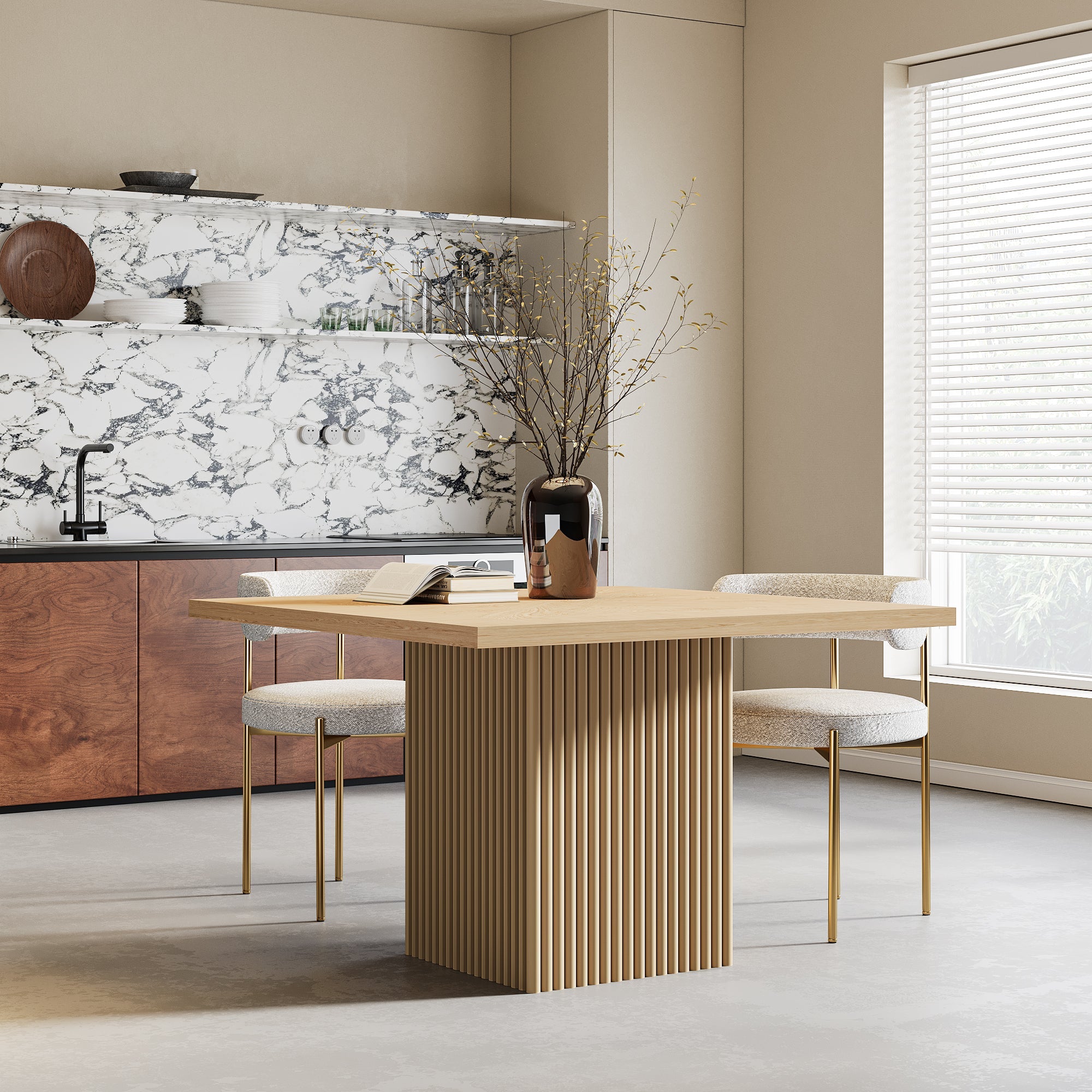 OAK VENEER SQUARE DINING TABLE