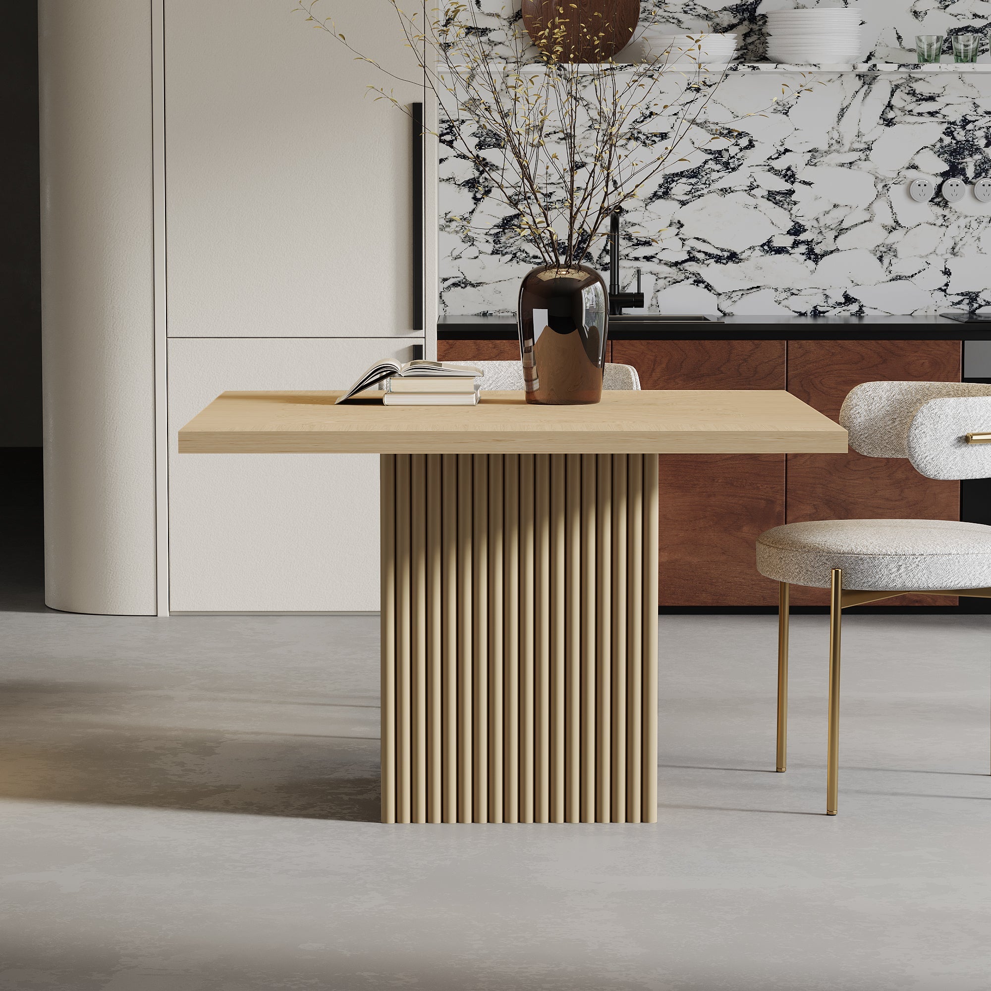 OAK VENEER SQUARE DINING TABLE