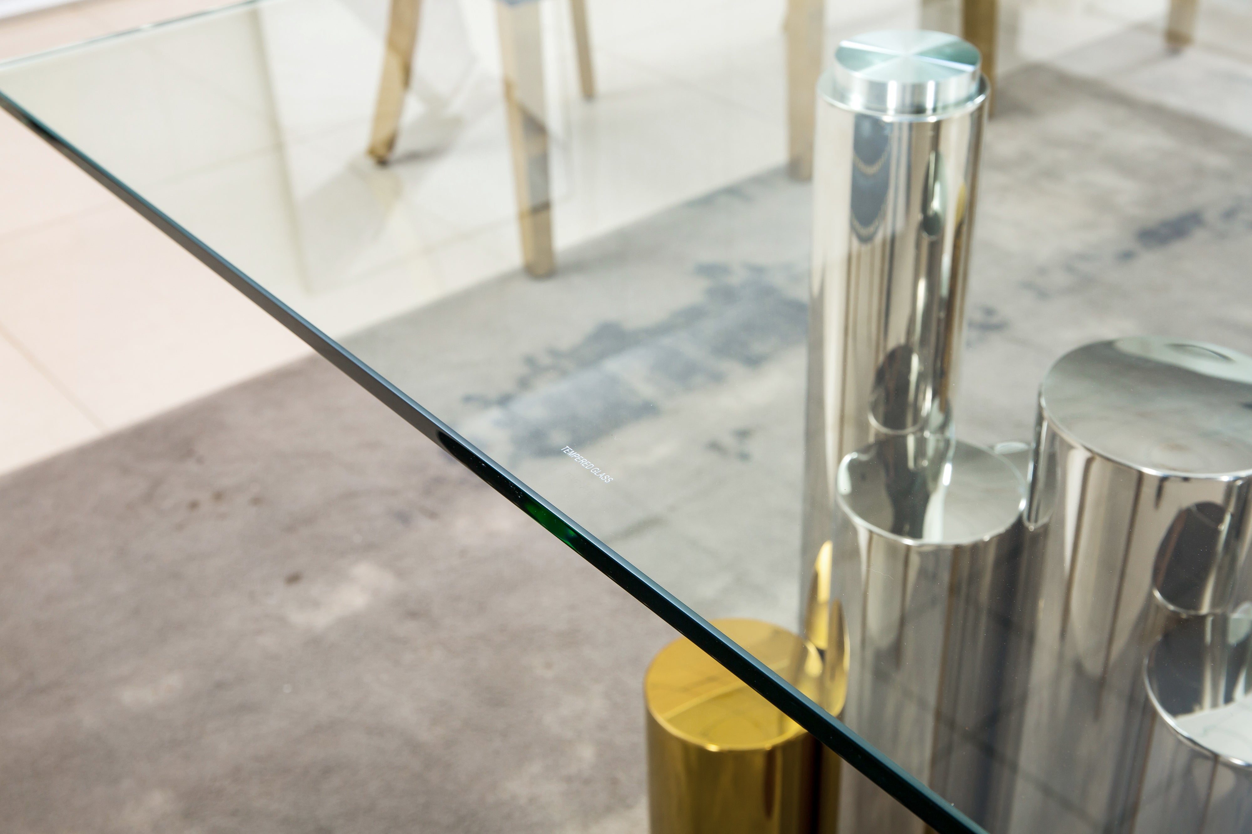 Rectangular Dining Table with 12mm Clear Tempered Glass