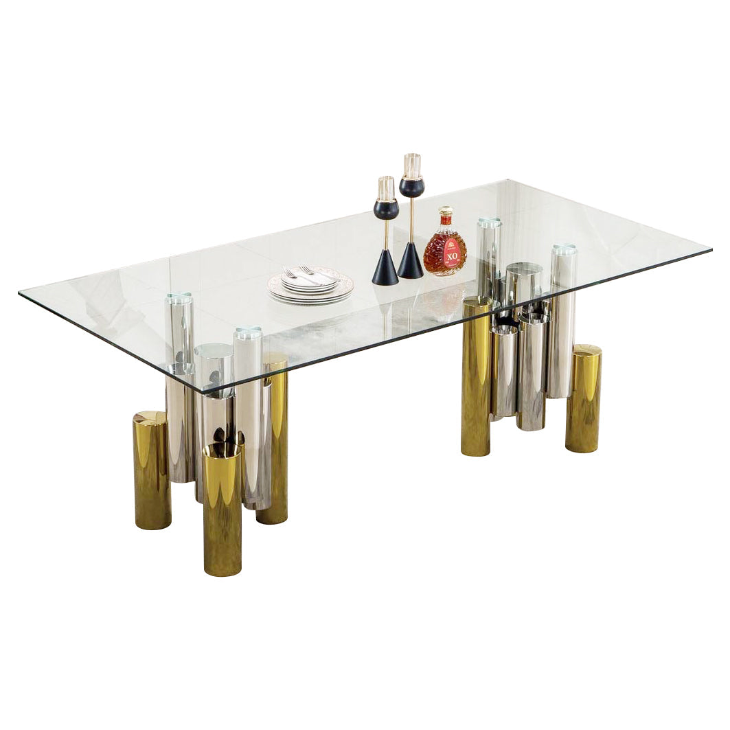 Rectangular Dining Table with 12mm Clear Tempered Glass